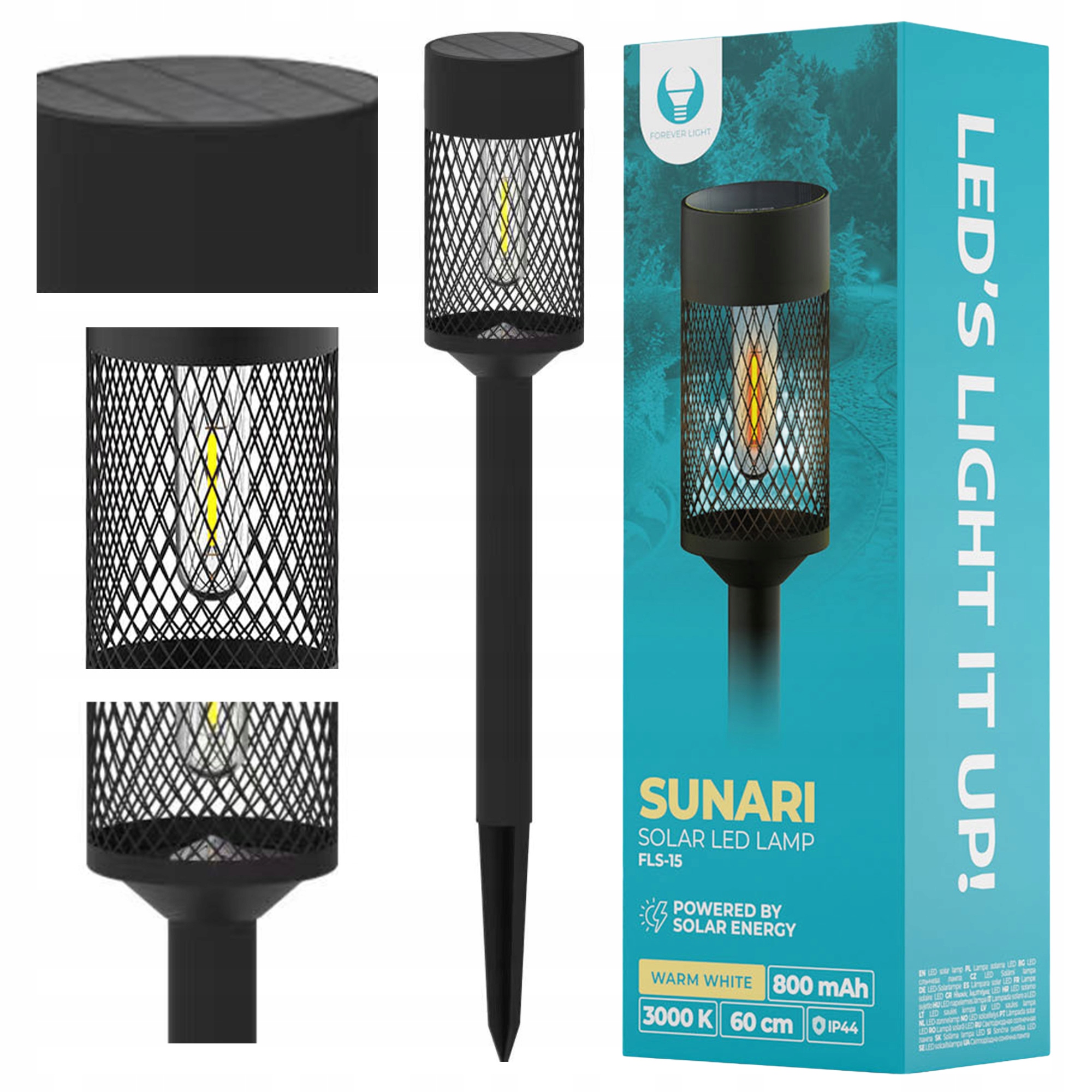 Forever Light Lampa solarna LED SUNARI FLS-15 – Stylowe oświetlenie do ogrodu