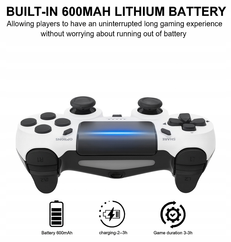 Wbudowany akumulator litowy 600 mAh – Długi czas gry