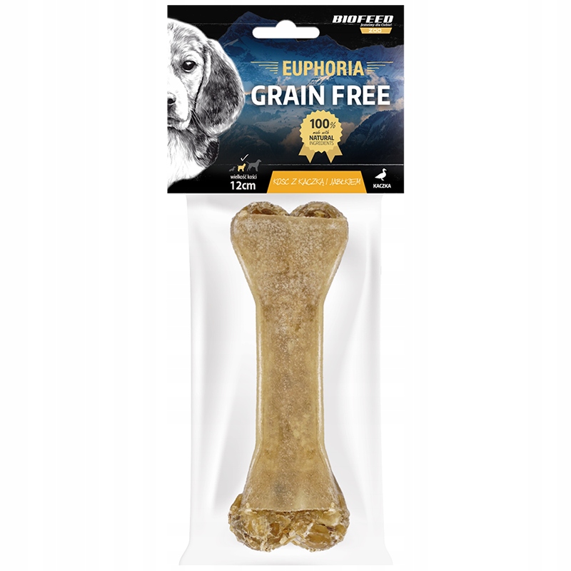Kość z kaczką i jabłkiem BioFeed* 12 cm – przysmak dla psa