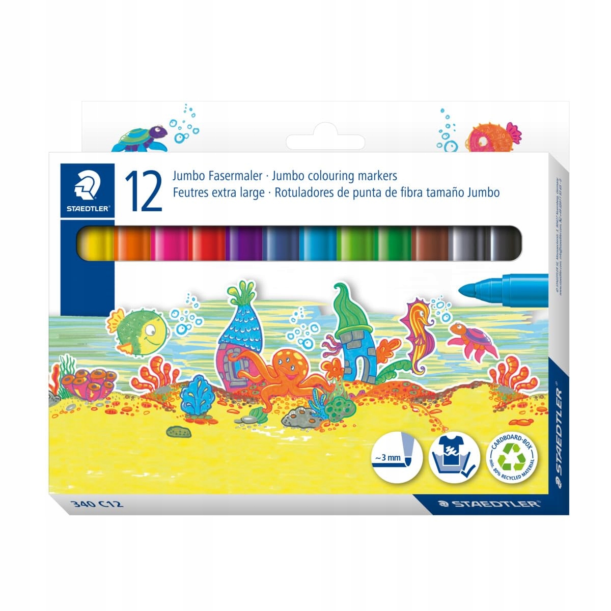 STAEDTLER Fasermaler Noris Jumbo 12er-Set – Kolorowanie dla małych artystów