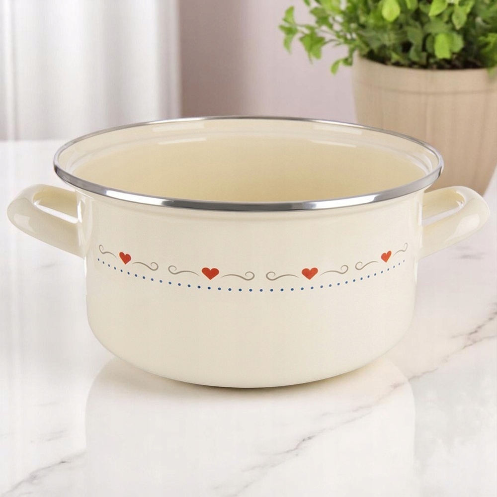 Garnek emaliowany kremowy TONCA 24 cm, 4 l – Idealny do gotowania tradycyjnego