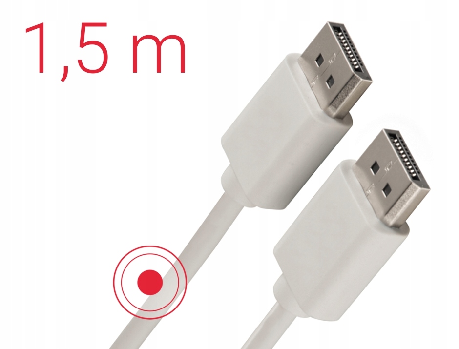 Kabel DisplayPort 1,5m biały – Doskonała jakość obrazu w Ultra-HD