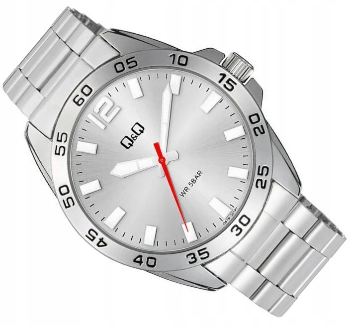 Zegarek Q&Q Q87B-001P – Męski, wodoszczelny z elegancką srebrną tarczą
