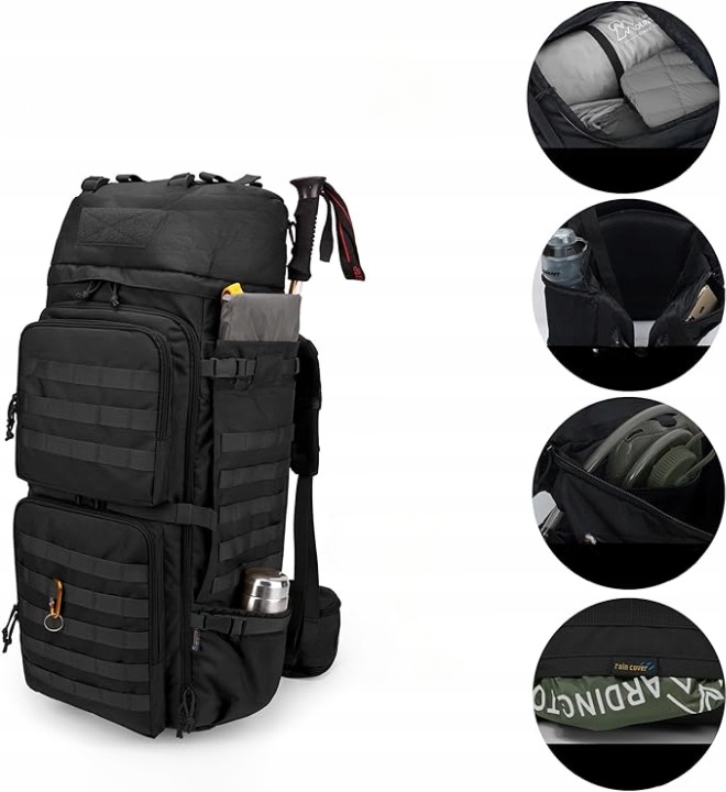 Przestronność i funkcjonalność – Pojemność 75 litrów z wieloma kieszeniami