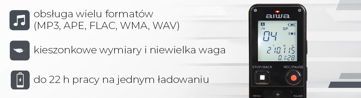 Długi czas pracy na baterii – nagrywaj do 22 godzin