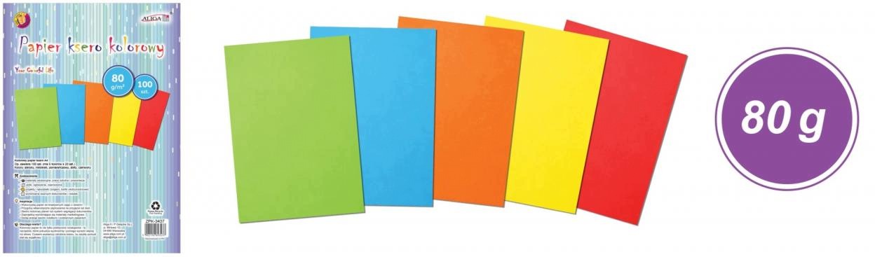 Papier ksero kolorowy Aliga A4 80 g 100 arkuszy – Idealny do kreatywnych projektów