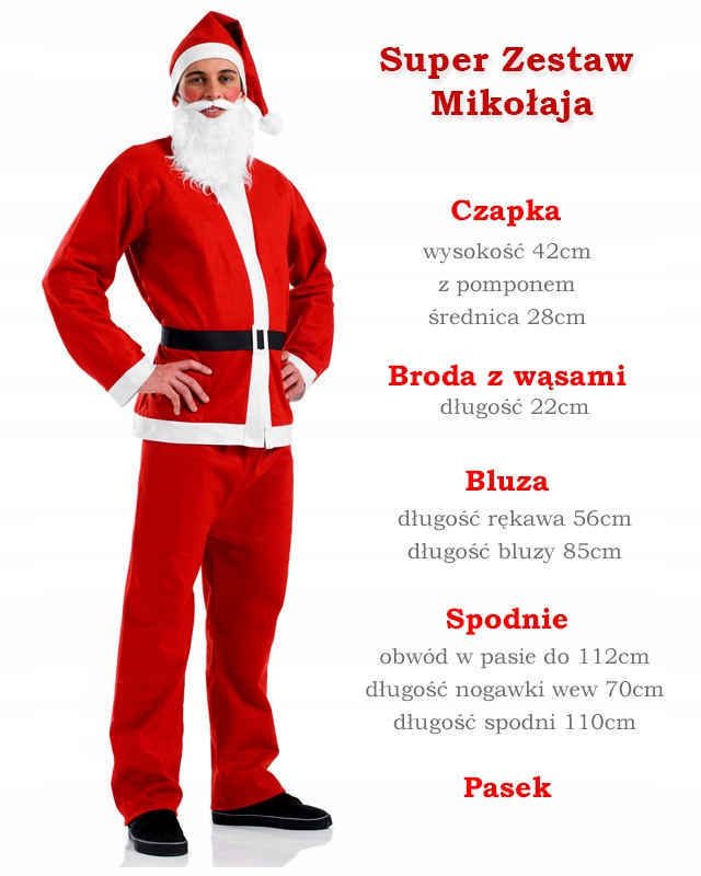 Elementy składające się na strój Mikołaja