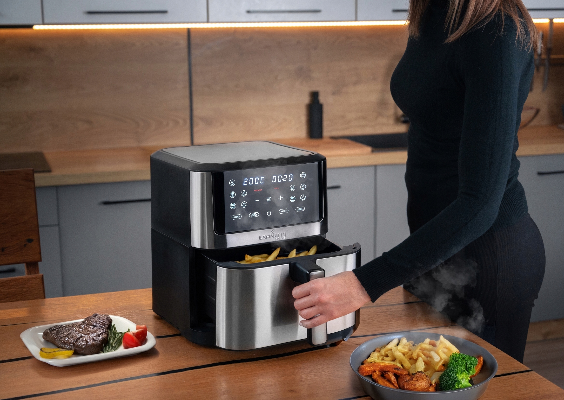 FRYTKOWNICA BEZTŁUSZCZOWA AIR FRYER FRYTOWNICA DUŻA 8L MISA 12 PROGRAMÓW XL EAN (GTIN) 5905884559659