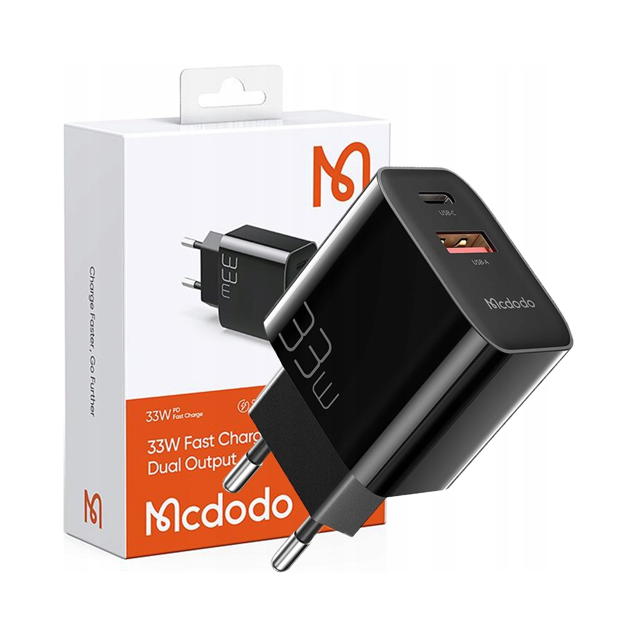 Ładowarka sieciowa GaN 33W Mcdodo CH-0921 USB-C, USB-A (czarna) – Nowoczesne rozwiązanie do ładowania