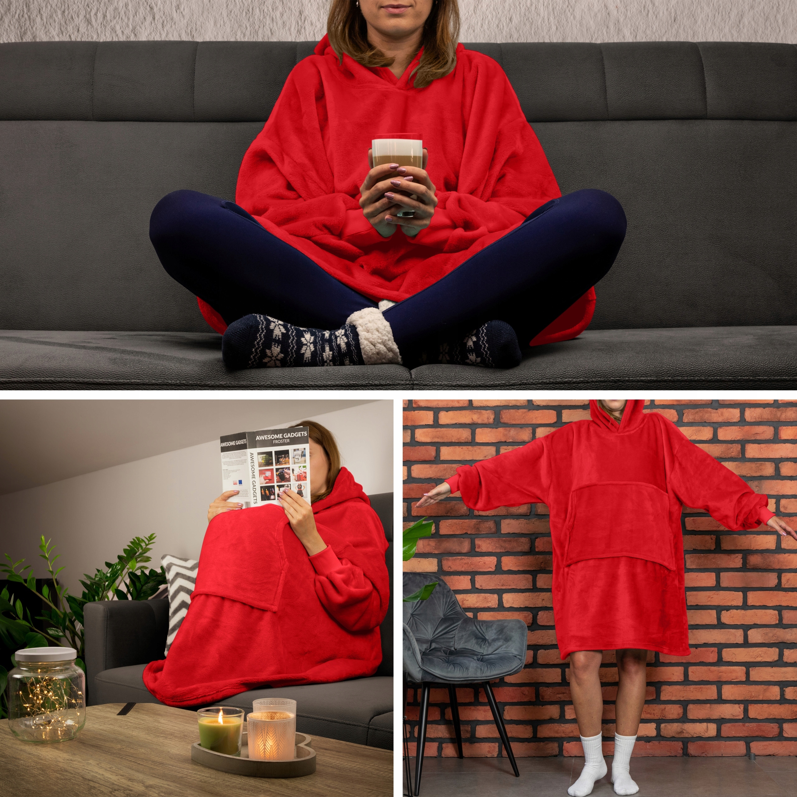 4 w 1: Bluza, koc, szlafrok i poduszka w jednym