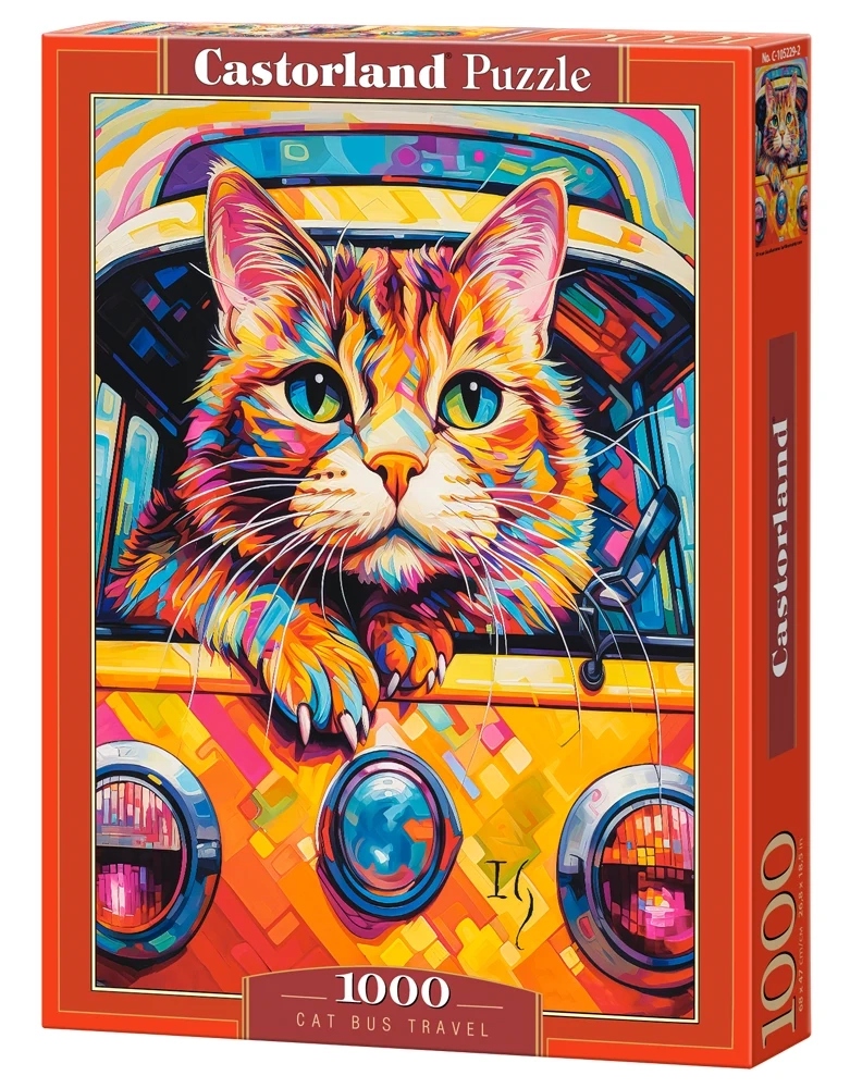 Puzzle 1000 elementów Cat Bus Travel – Radosna zabawa dla całej rodziny