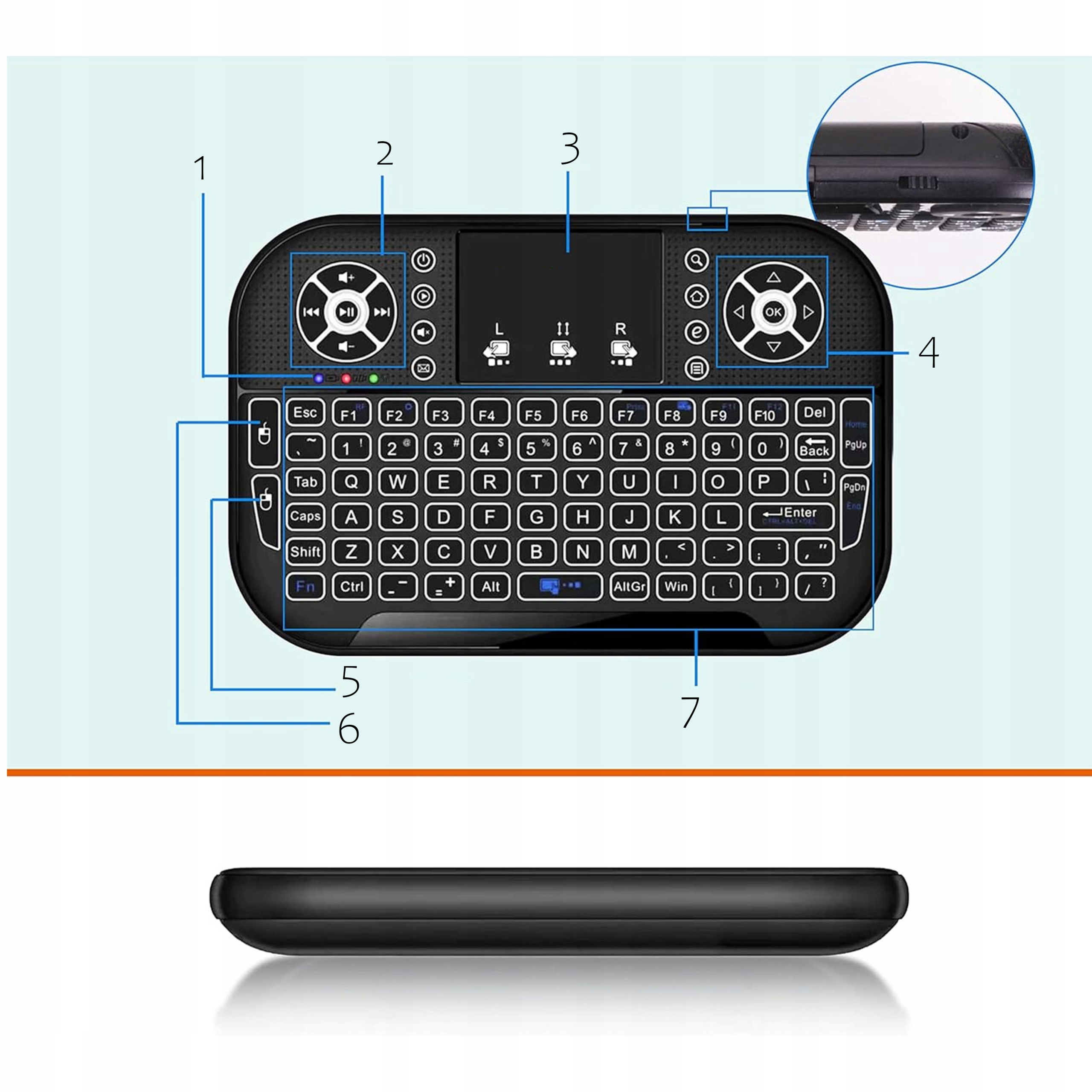 Nowoczesna klawiatura bezprzewodowa z touchpadem
