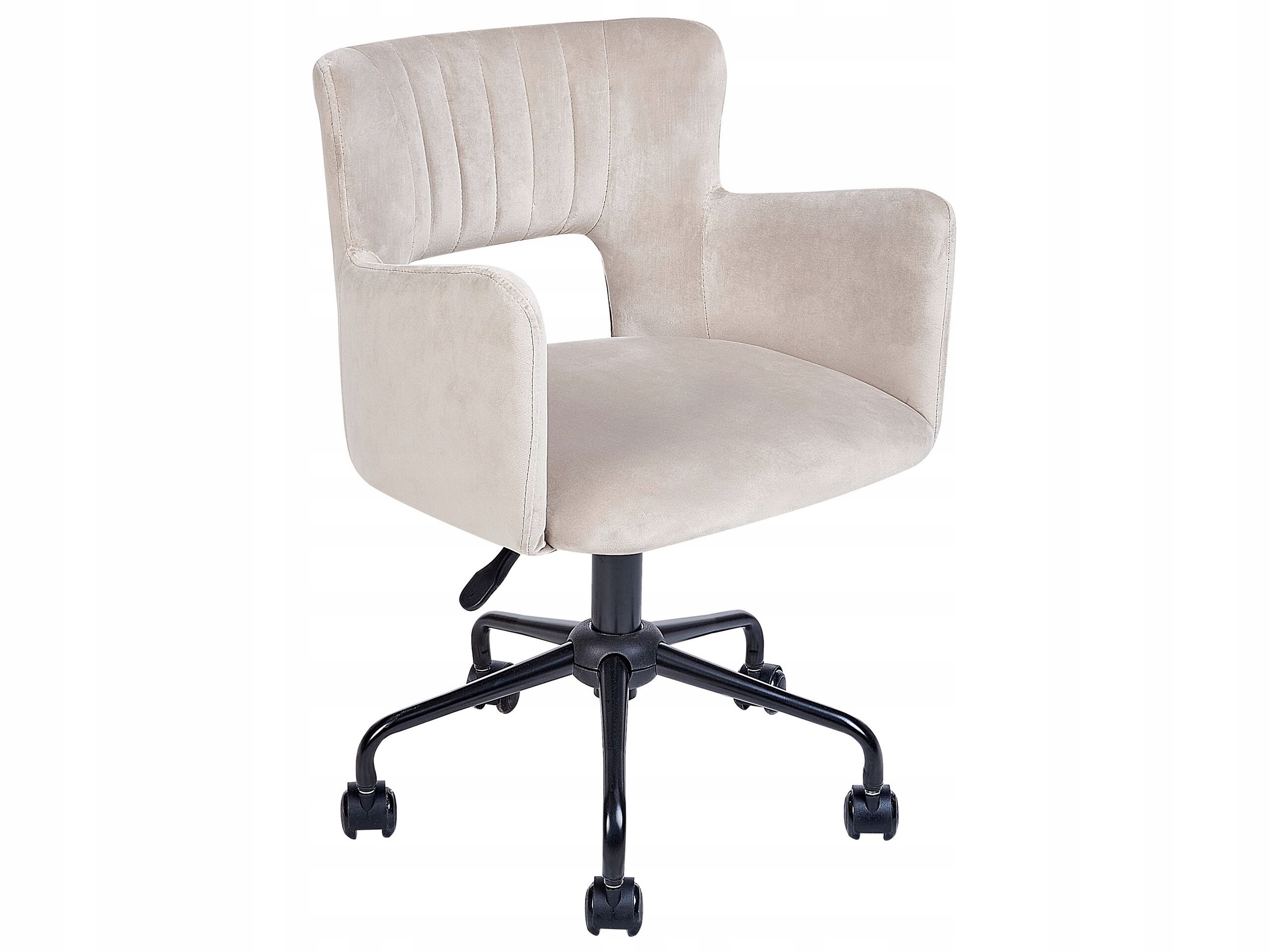 Krzesło biurowe regulowane welurowe beżowoszare SANILAC – Komfort i styl w Twoim biurze