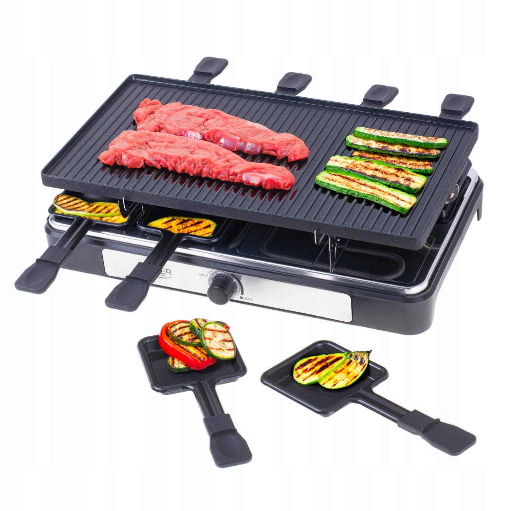 Grill elektryczny duży XL mocny raclette 1400W – idealny do wspólnego gotowania