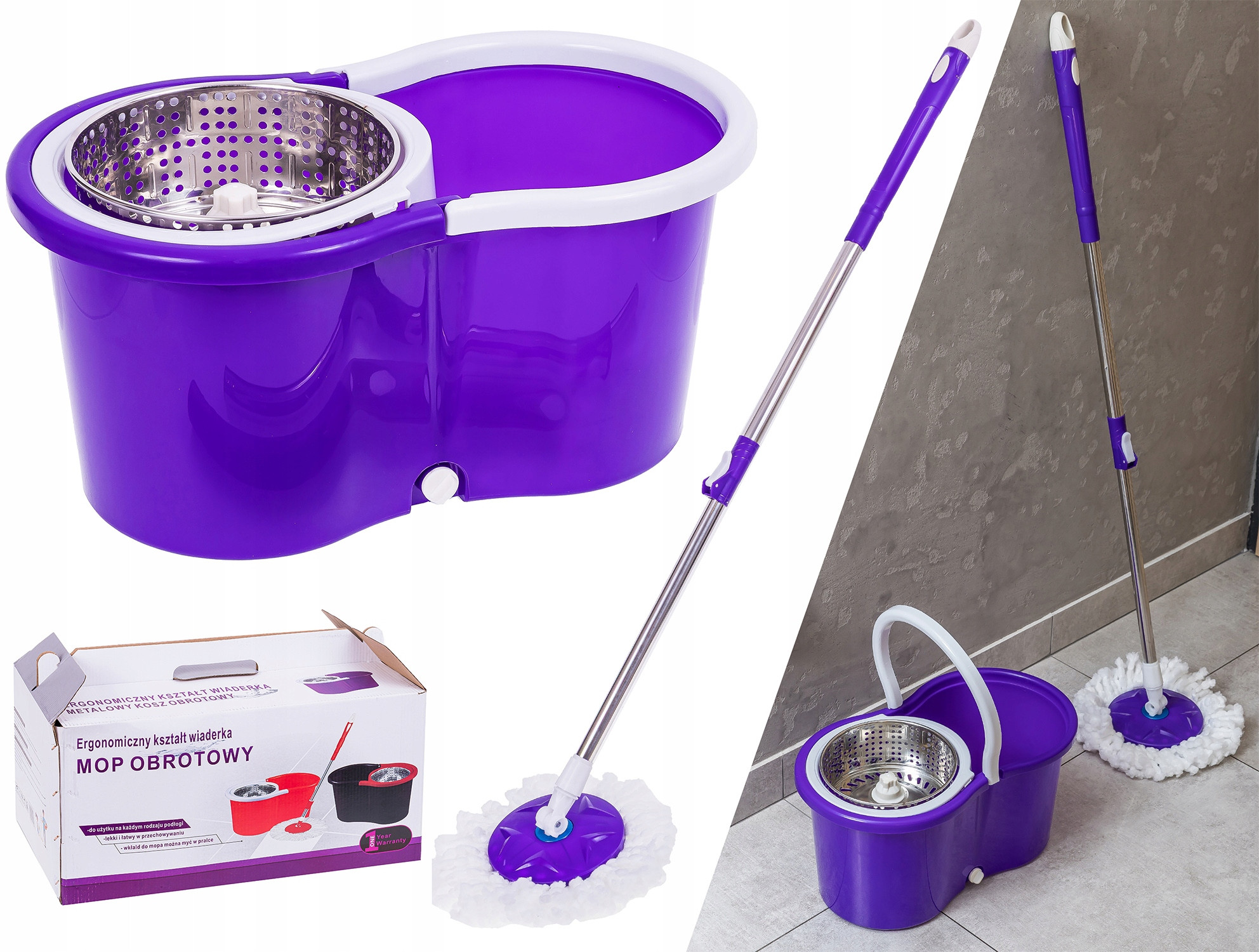 MOP OBROTOWY WIRUJĄCY 360 NAPĘD W RĄCZCE WIADRO – Efektywne czyszczenie w Twoim domu