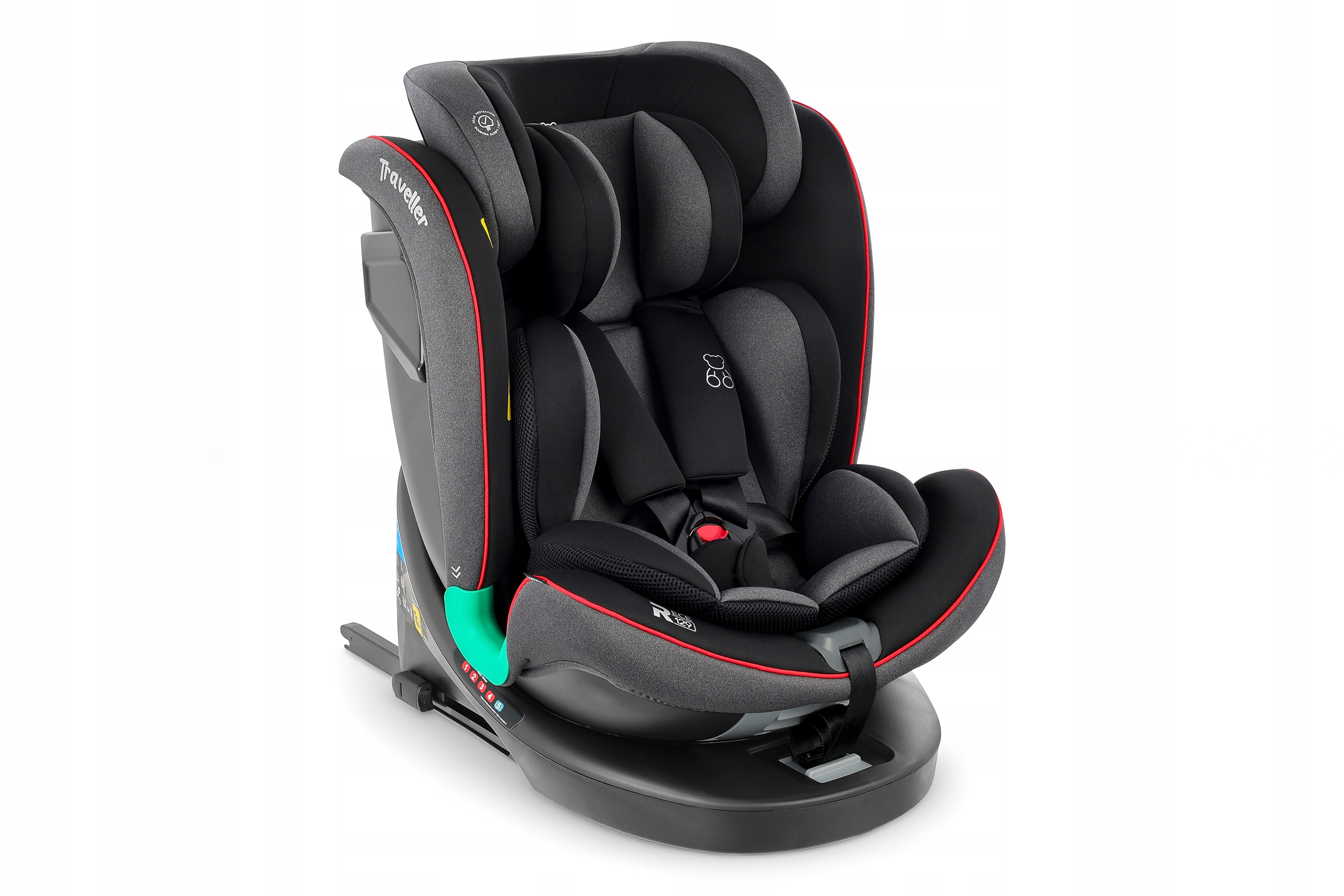 Fotelik Samochodowy Obrotowy TR CZARNO-SZARY – Bezpieczeństwo i komfort dla Twojego dziecka