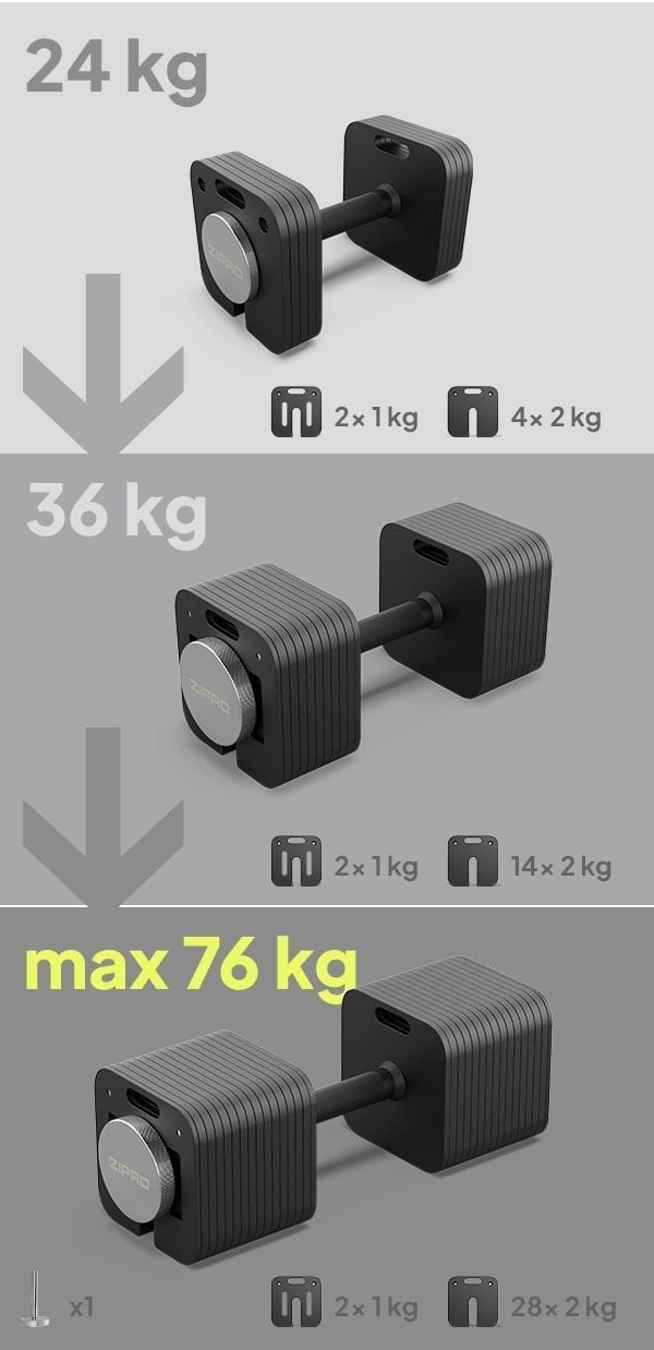 ZIPRO Hantla z regulacja obciążenia 24 kg