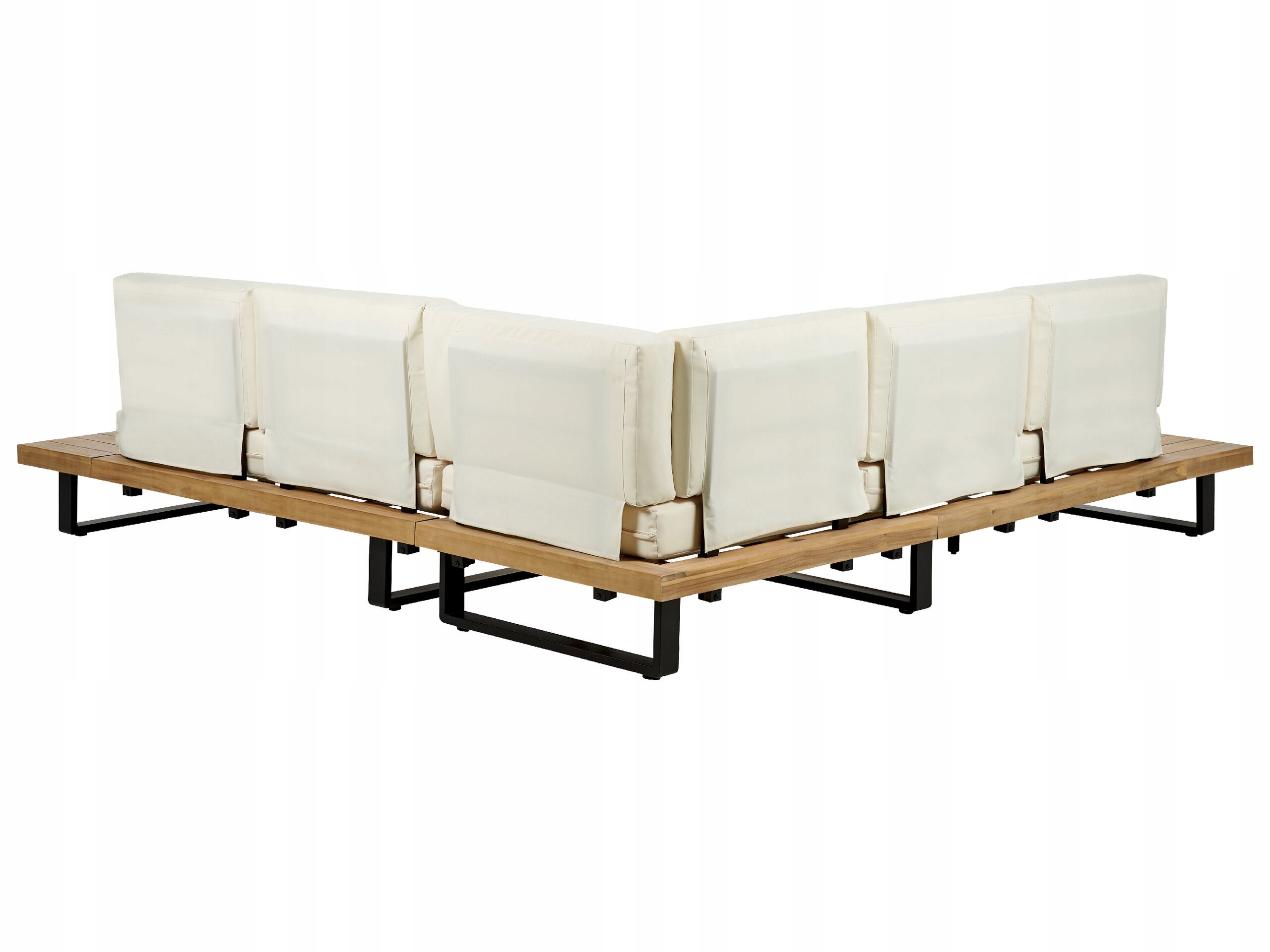 Zestaw ogrodowy drewniany 5-osobowy złamana biel MYKONOS – Idealne miejsce do relaksu