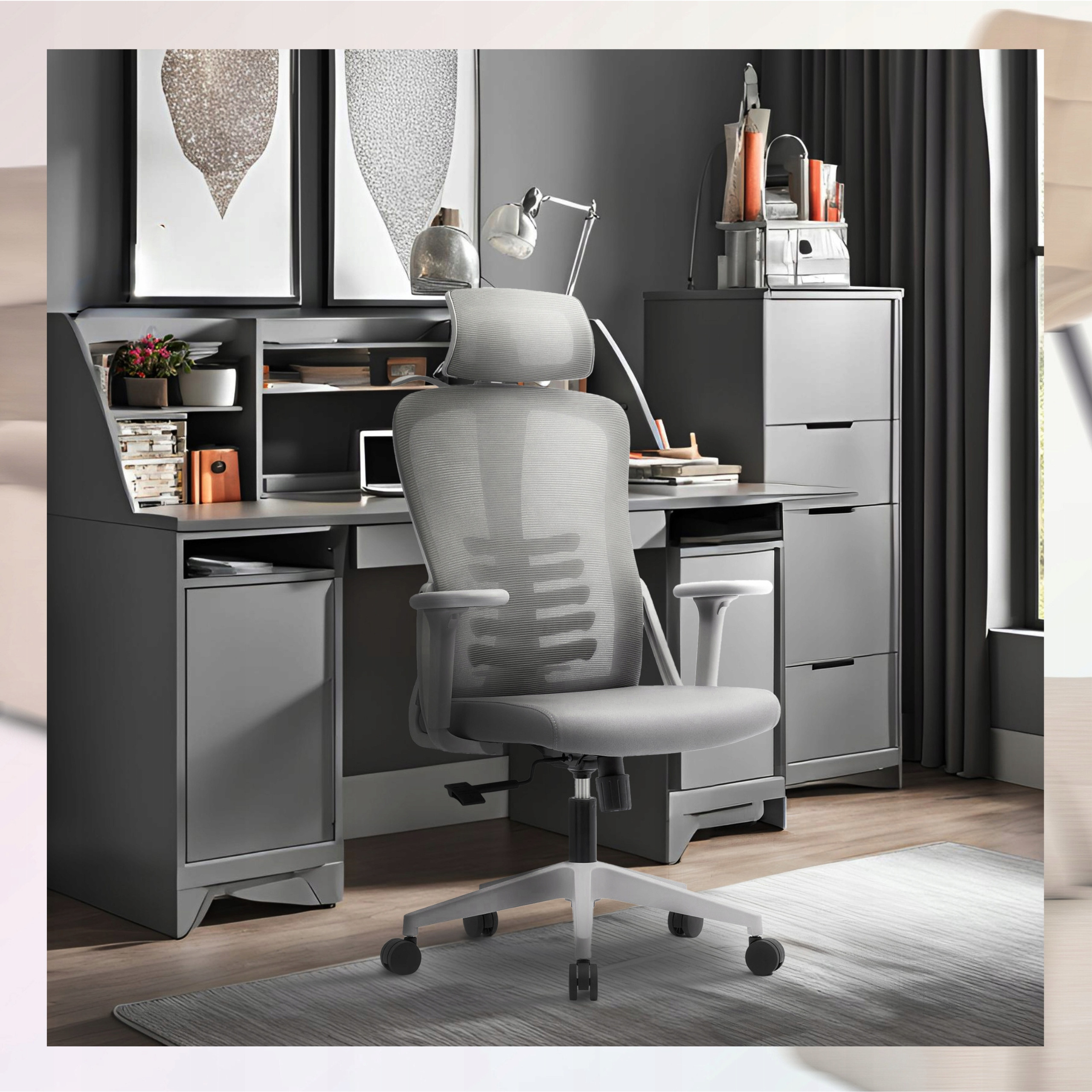 Fotel Biurowy Obrotowy Ergonomiczny do Biurka Krzesło Szary JULIET – Komfort i styl w Twoim biurze