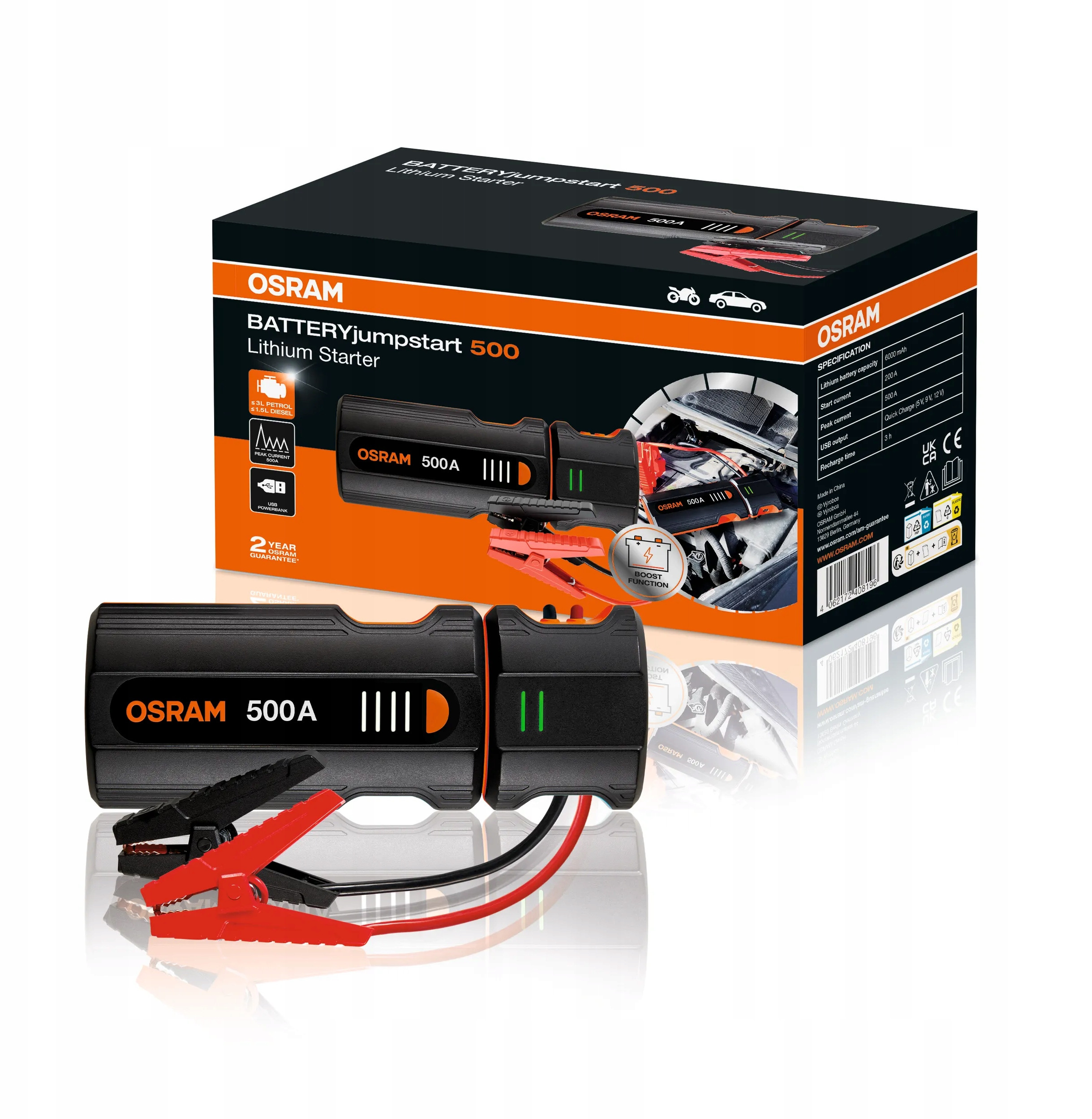 Osram BATTERYjumpstart 500 – Niezawodny rozrusznik do samochodów 12V