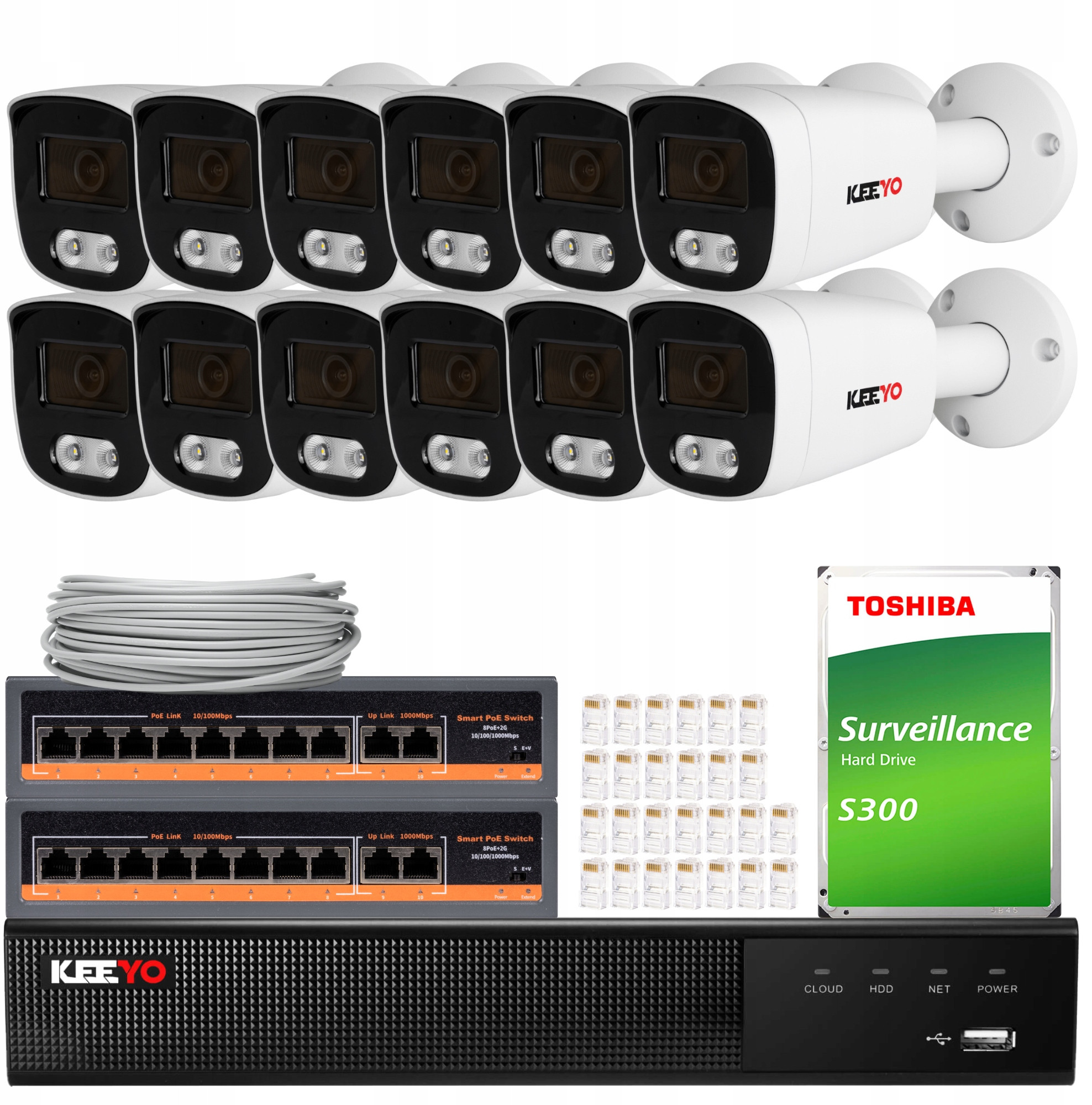 Zestaw do monitoringu IP KEEYO 12x LV-V-IP5M25TF-B-II – Kompleksowe rozwiązanie dla Twojego bezpieczeństwa