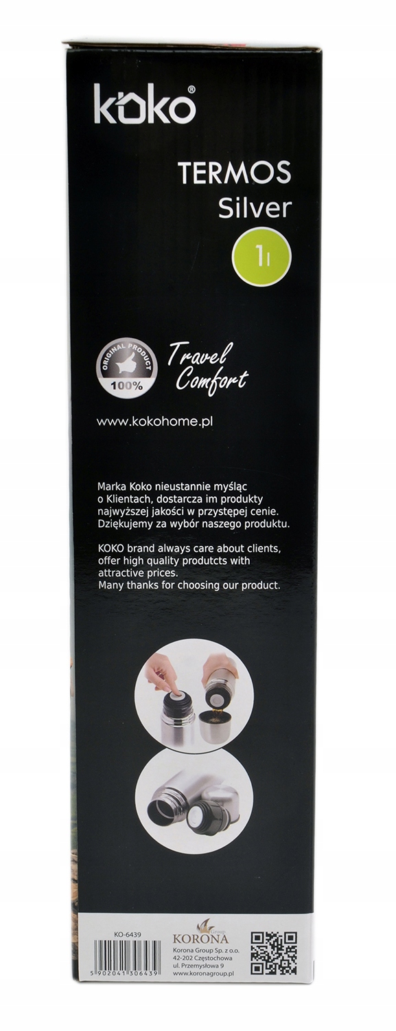 Termos nierdzewny KOKO 1L KO-6439 – Idealny towarzysz na każdą wyprawę