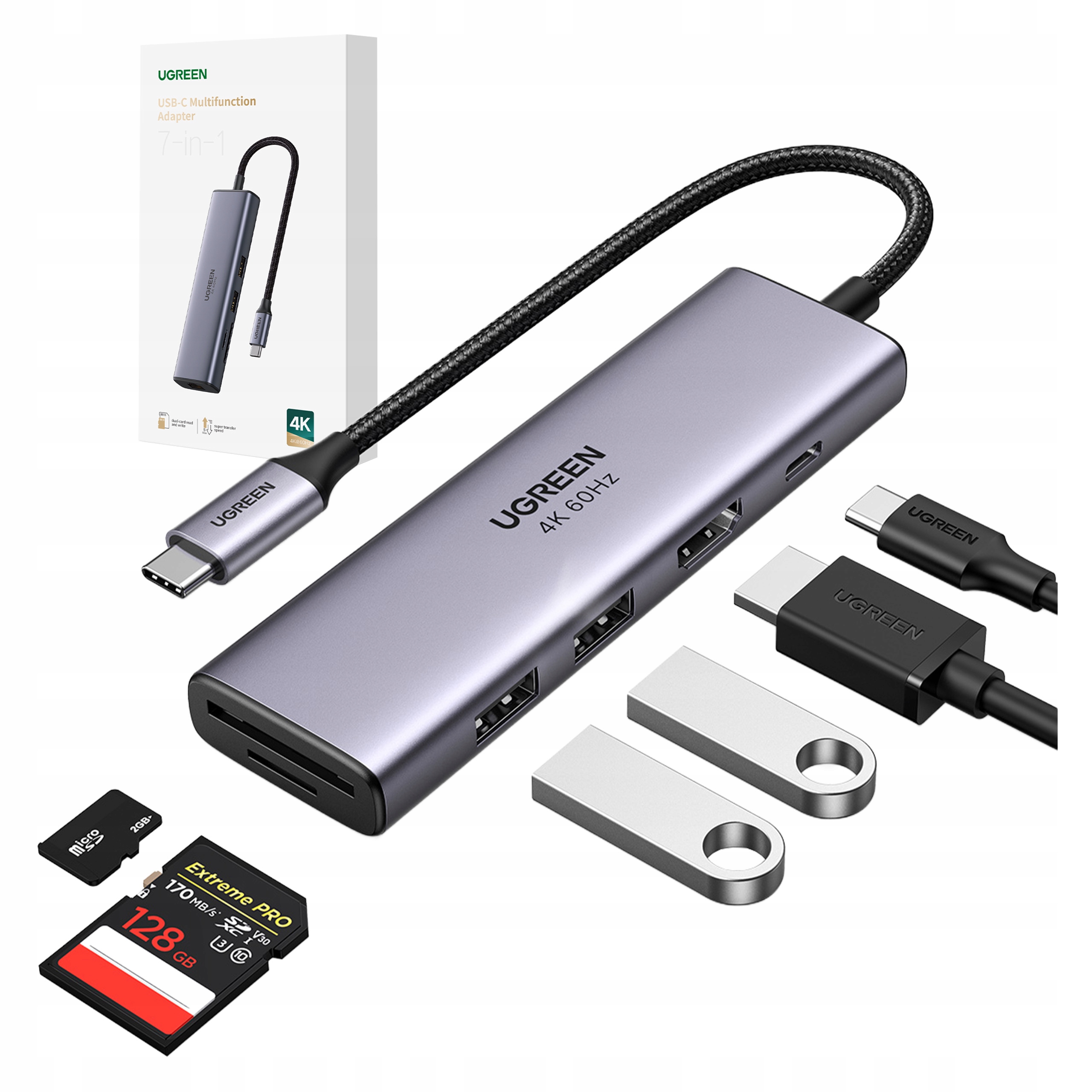 Adapter HUB UGREEN CM511 USB-C do HDMI, 3x USB-A 3.0, SD/TF – Rozszerz możliwości swojego laptopa