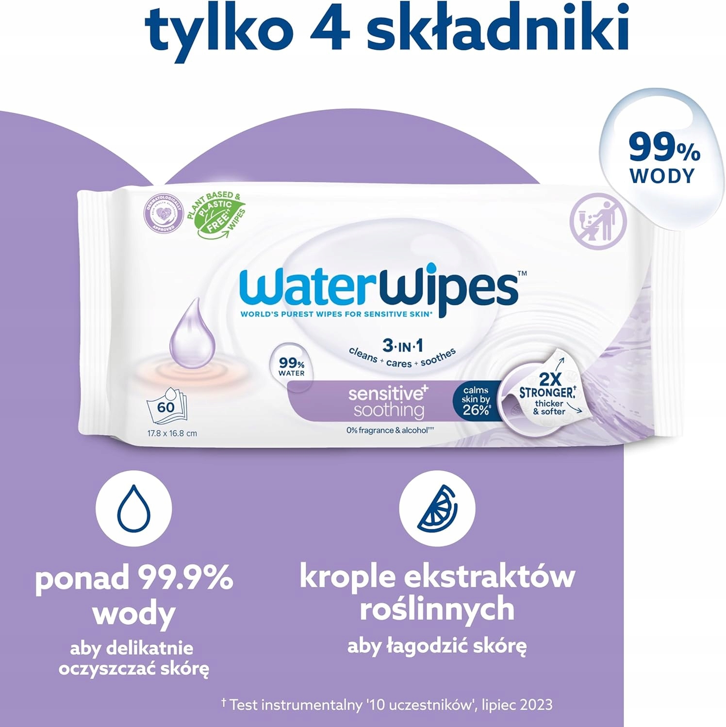 Właściwości chusteczek – 99% wody i brak plastiku