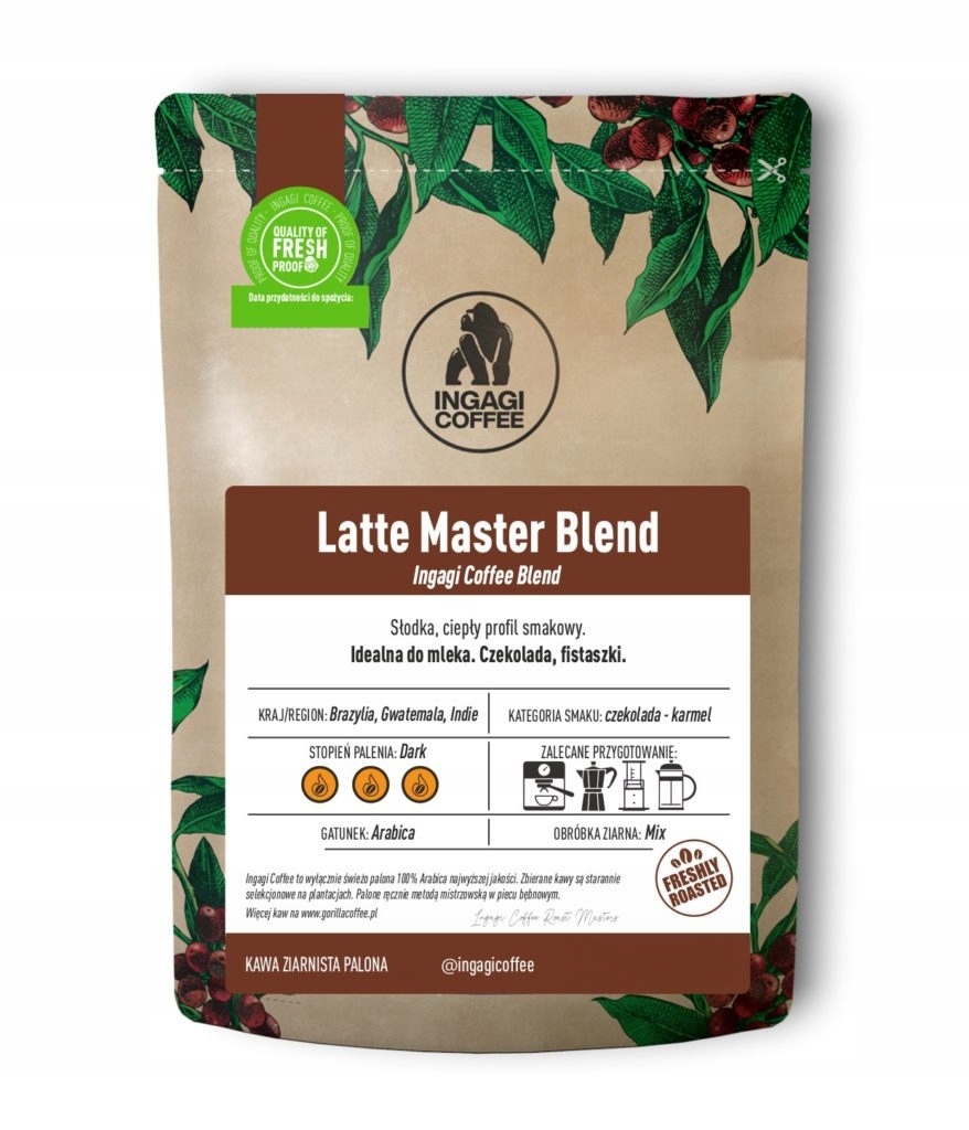 Kawa ziarnista Coffee Latte Master Blend 1kg – Doskonały wybór dla miłośników latte