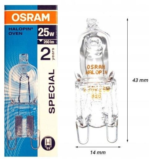 Żarówka OSRAM HALOPIN OVEN 25 W 230 V G9 64725 EAN (GTIN) 4008321703552