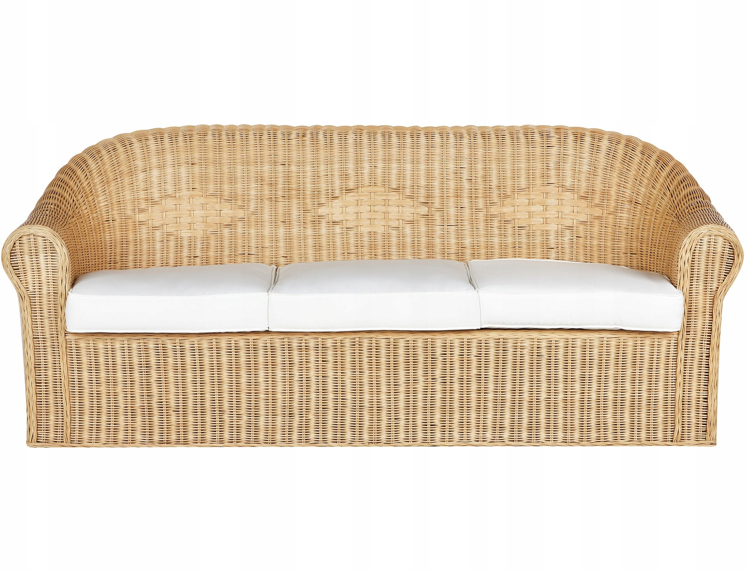 Sofa ogrodowa dla 3 osób LIVADEIA Rattan Naturalny – Elegancja i komfort w Twoim ogrodzie
