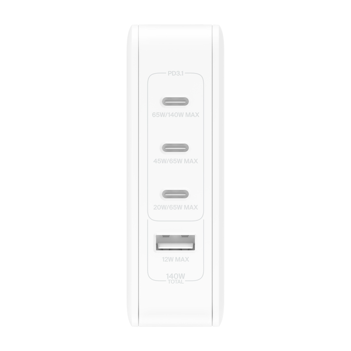 Ładowarka Belkin Ładowarka ścienna 140W 4-portowa – Wydajne ładowanie dla wielu urządzeń