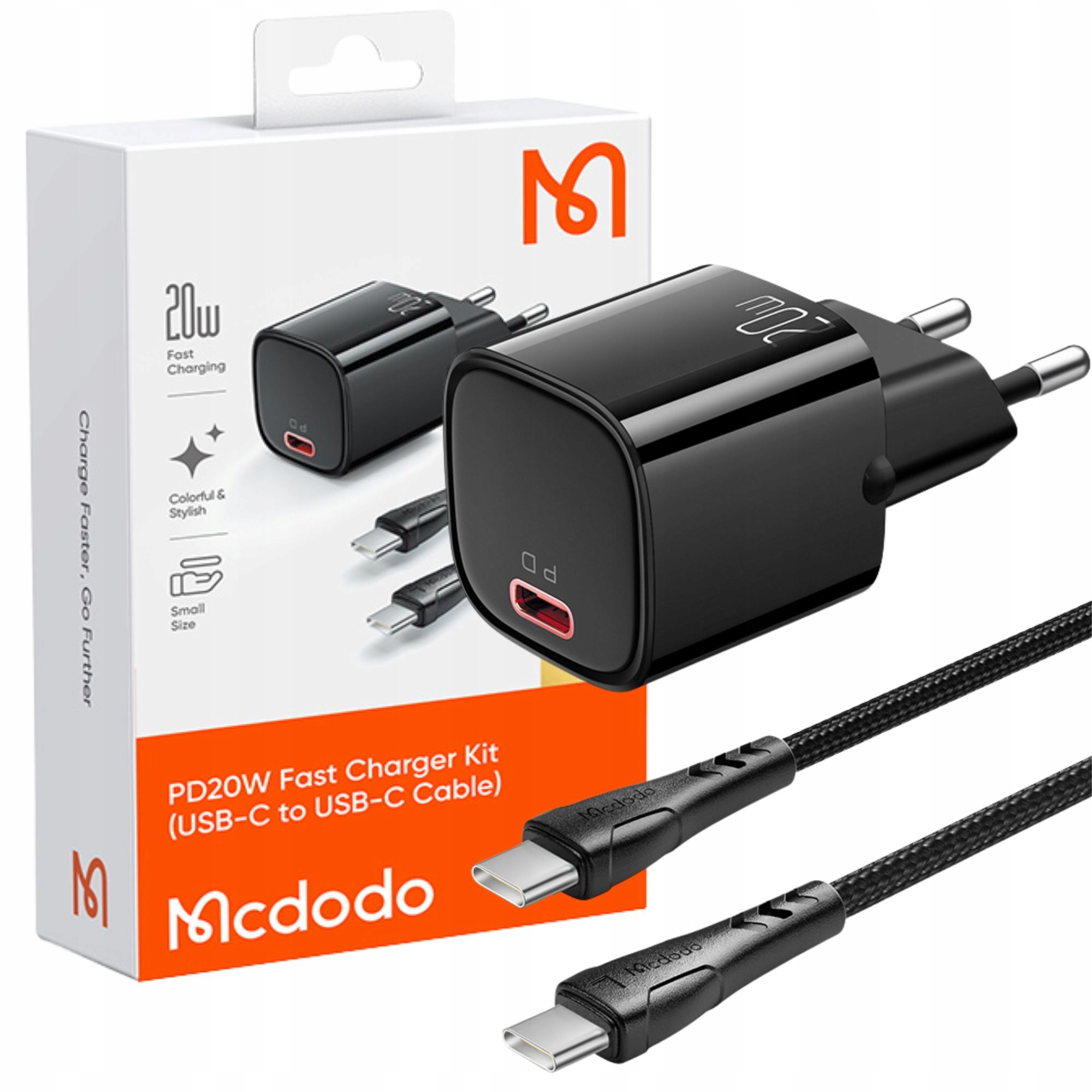 MCDODO Szybka Ładowarka Sieciowa Zasilacz do iPhone TYP C USB-C 20W Kabel – Wydajne ładowanie w zasięgu ręki