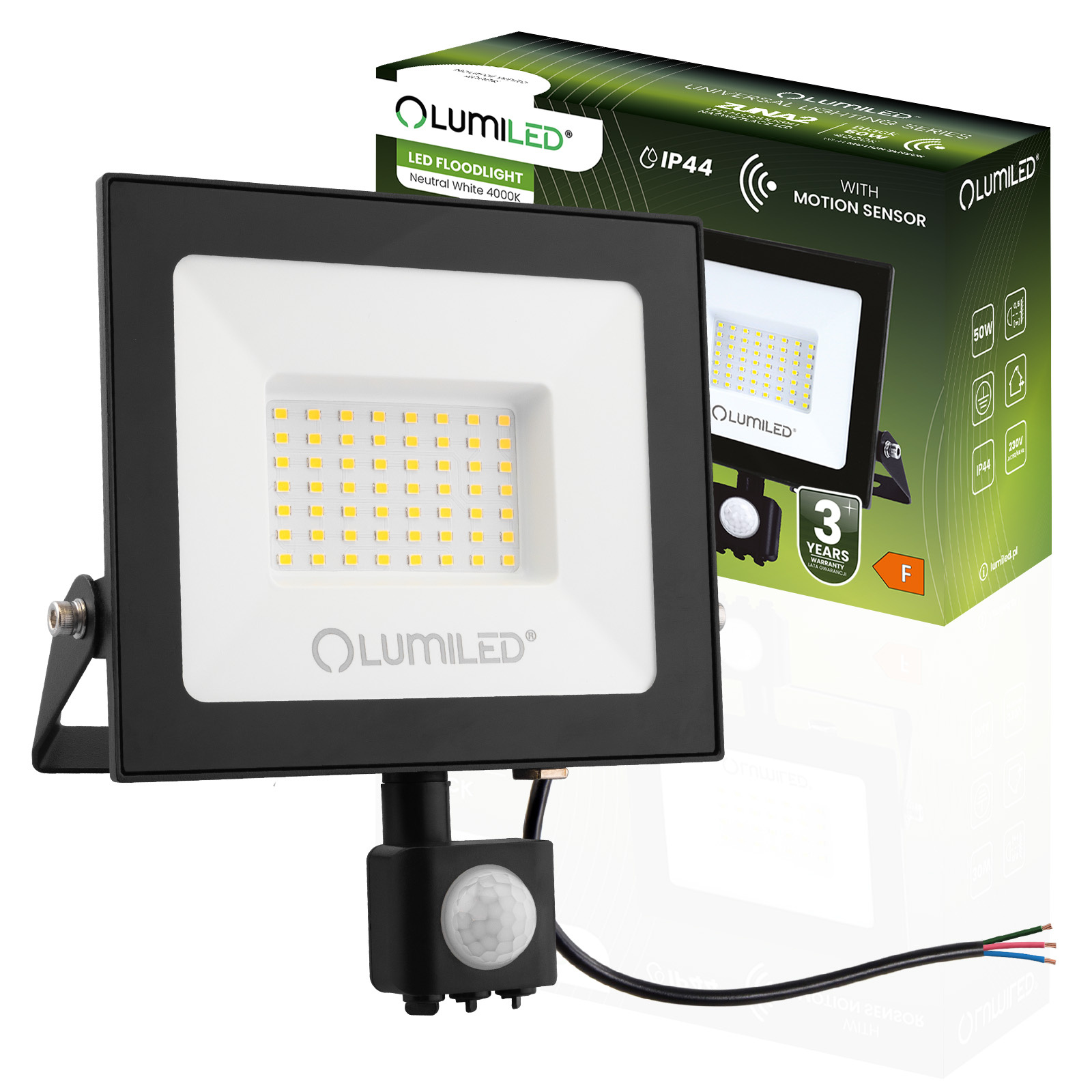 Naświetlacz LED ZUNA2 50W – Nowoczesne oświetlenie z czujnikiem ruchu