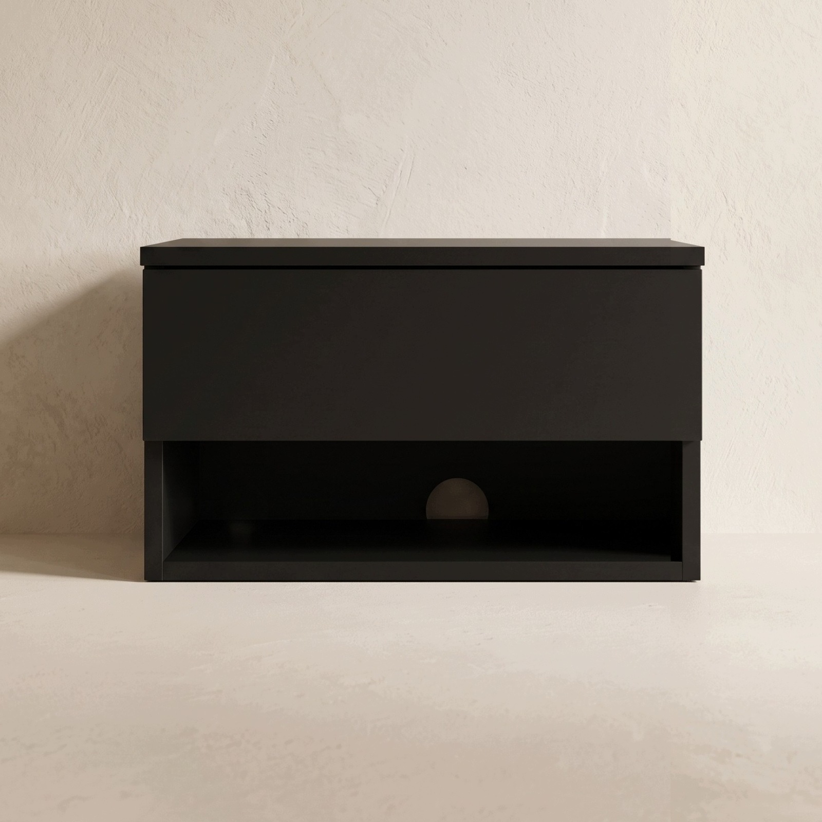 Szafka nocna wisząca MDF czarna z szufladą i półką 40 x 30 x 21,5 cm – Idealne rozwiązanie do Twojej sypialni