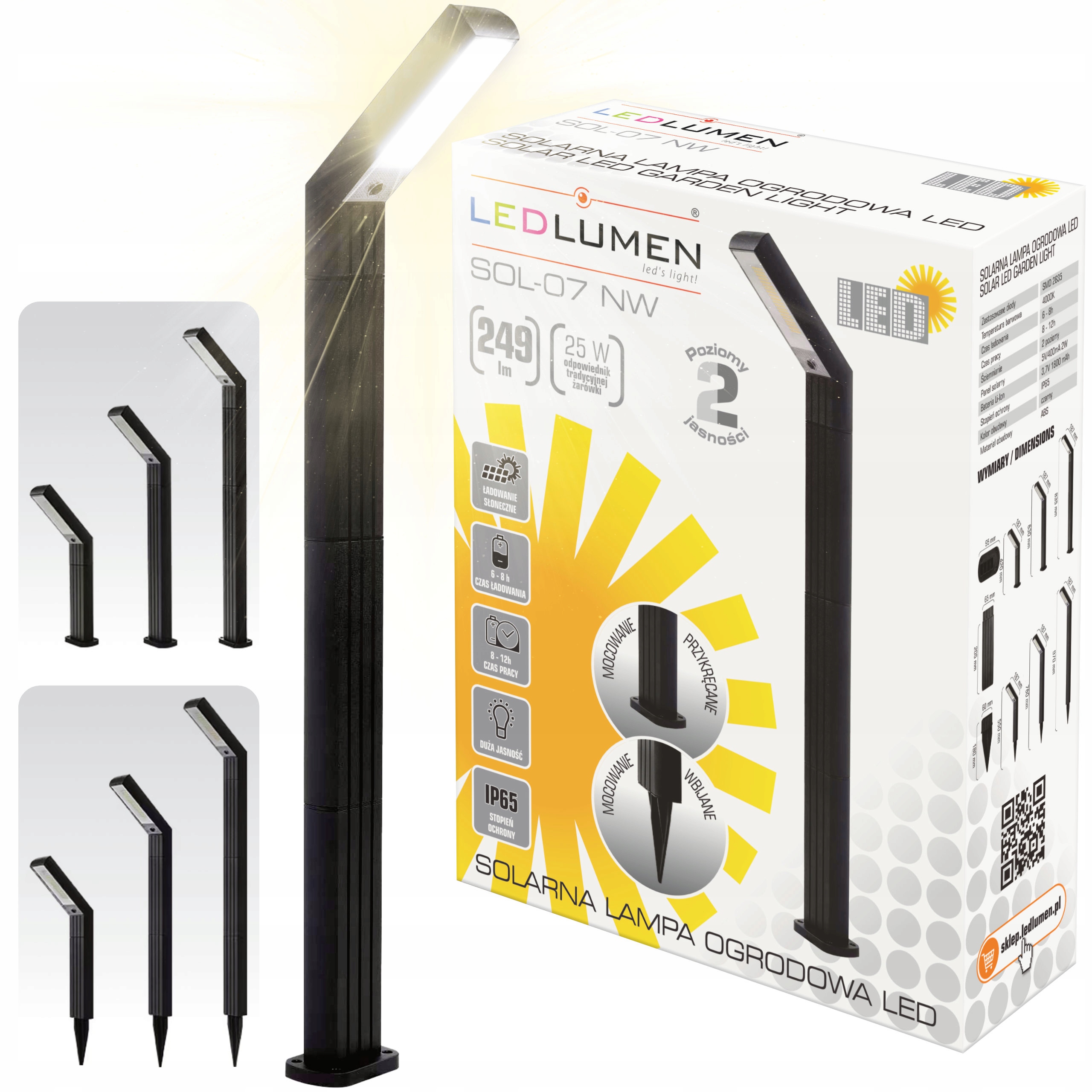 SOL-07 Solarna lampa ogrodowa LED NW – Ekologiczne oświetlenie dla Twojego ogrodu