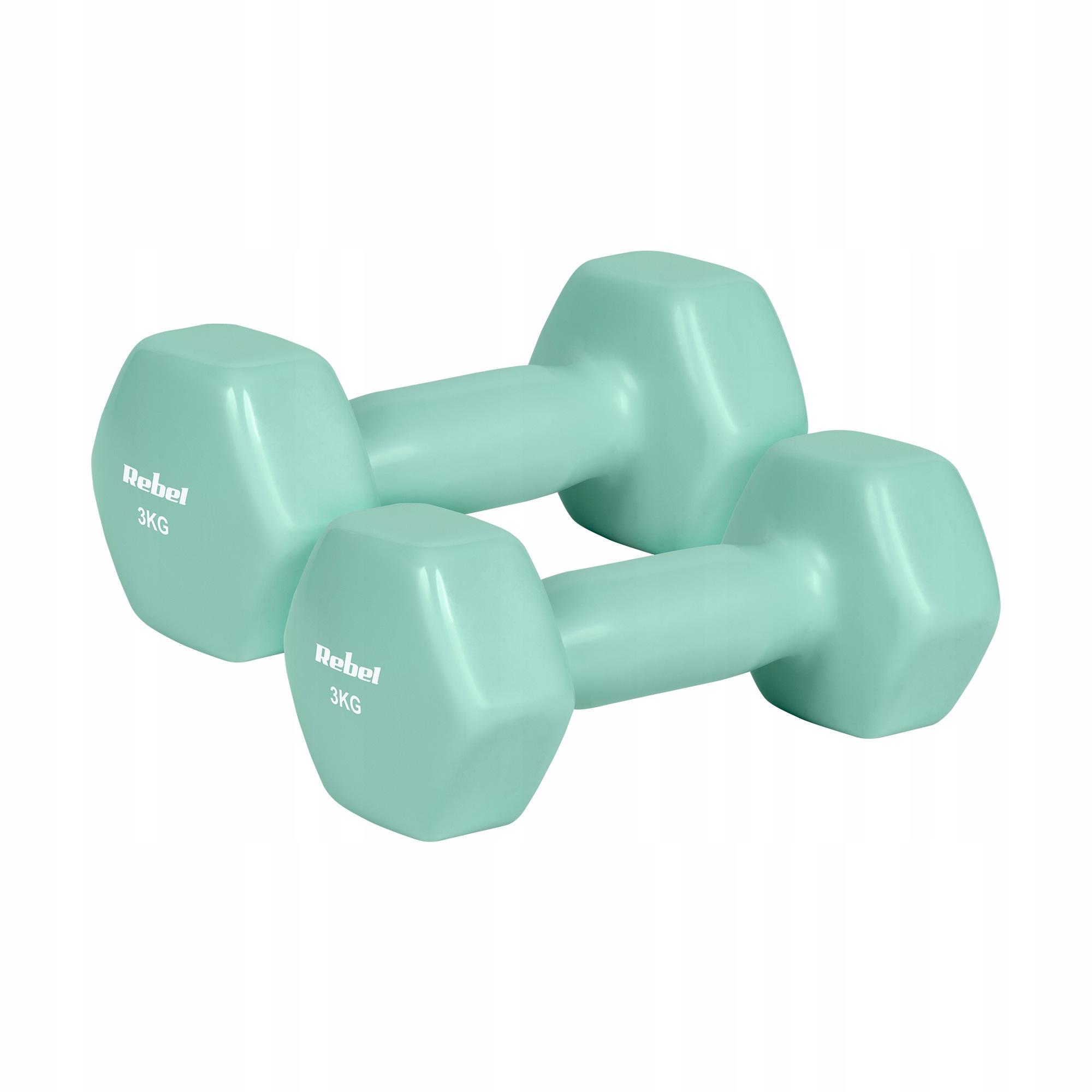 HEX 2x3kg REBEL ACTIVE vinyl cast iron dumbbells – Your home workout partner