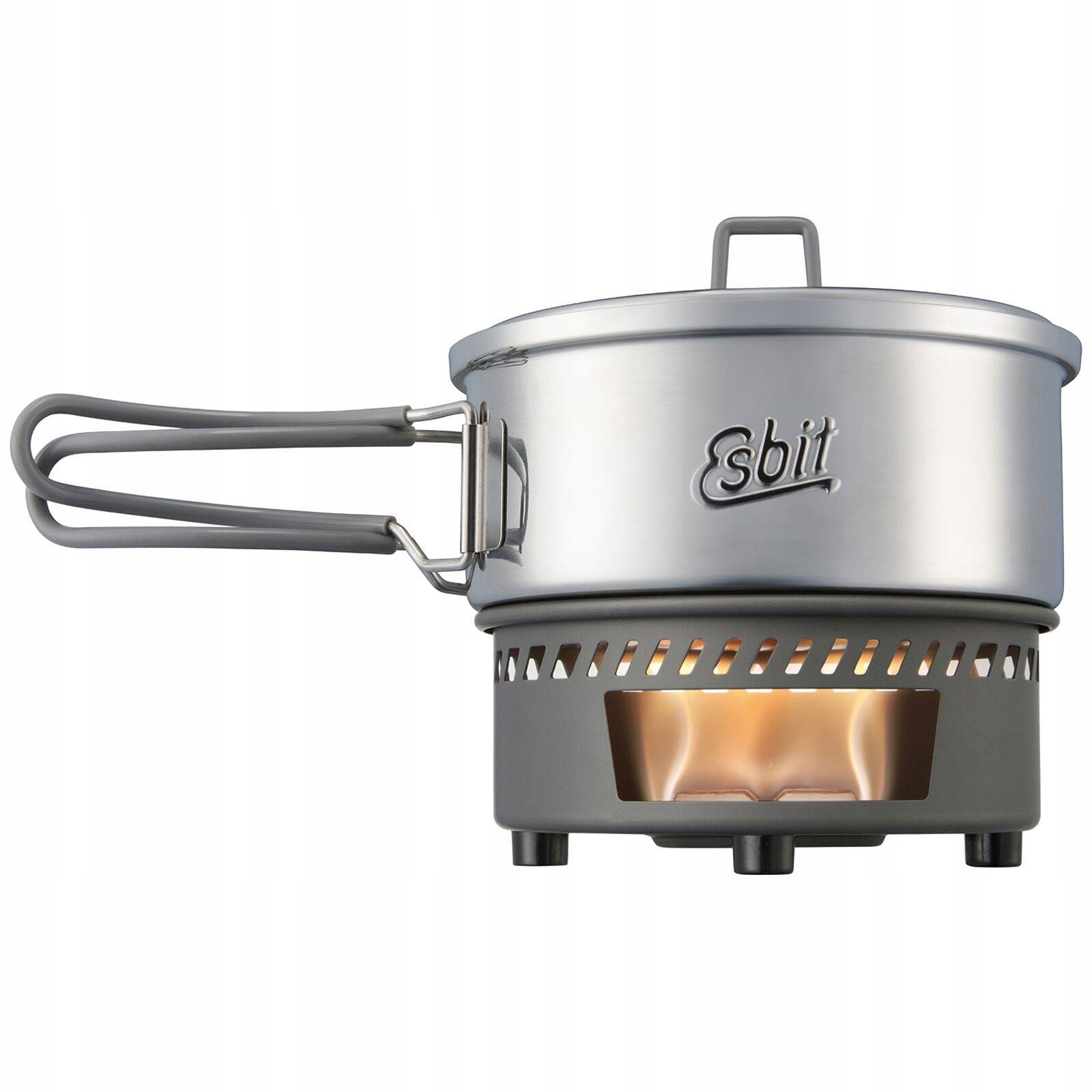 Kuchenka turystyczna Esbit Solid Fuel Cookset Stainless Steel z garnkiem 1 l – Idealna na każdą wyprawę