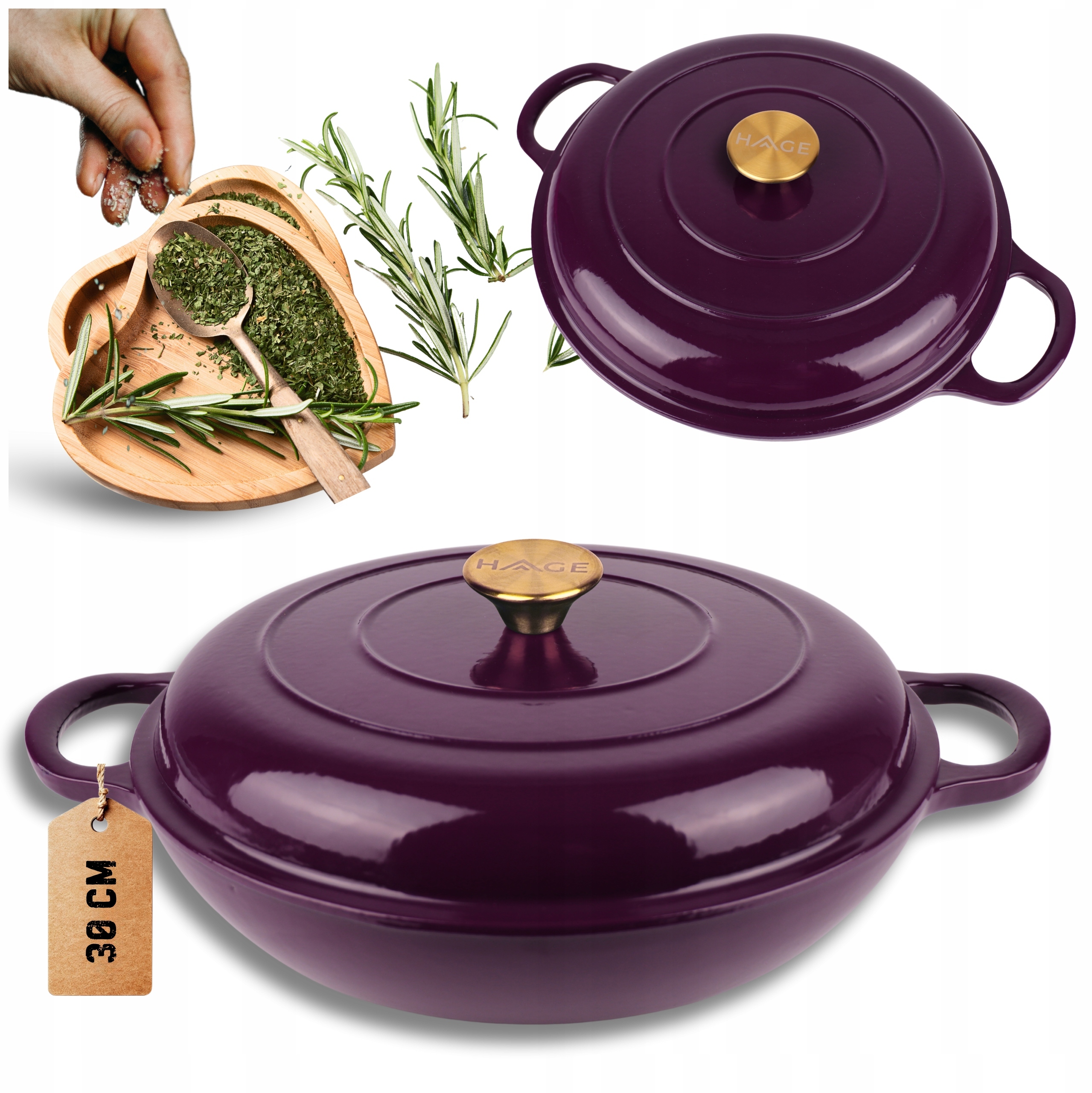Emaliowany Garnek Żeliwny Płaski 30cm 3L HAGE – Idealny do Twojej Kuchni