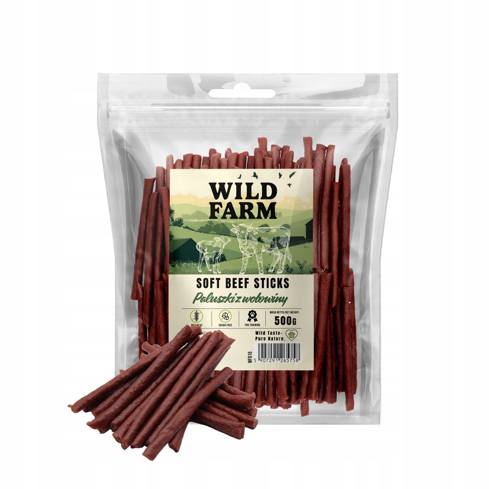 WILD FARM paluszki z wołowiny 500g – Przysmak dla psa pełen smaku