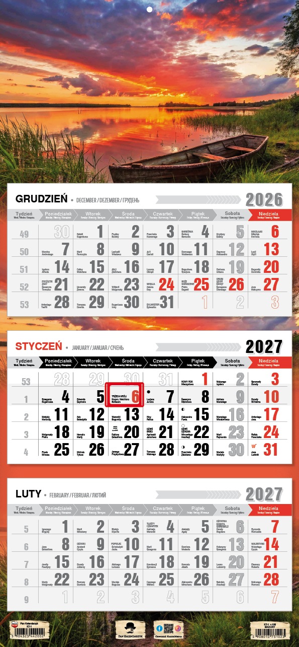 Kalendarz 2027 Trójdzielny Mazury – Elegancja i funkcjonalność w Twoim biurze