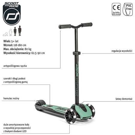 SCOOTANDRID Highwaykick 5 LED hulajnoga 5+ lat Forest