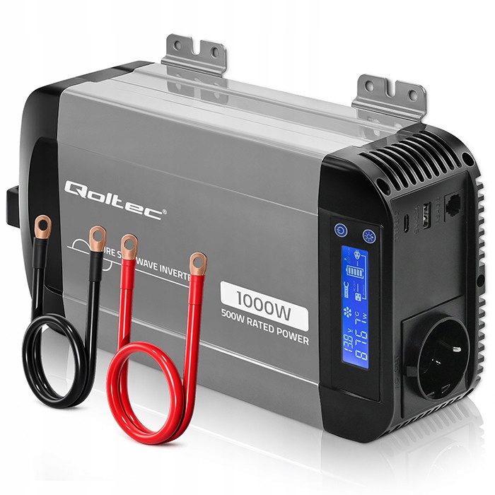 Qoltec Przetwornica napięcia Pure Sine Wave | 12V na 230V | 500/1000W – Idealne zasilanie dla Twoich urządzeń