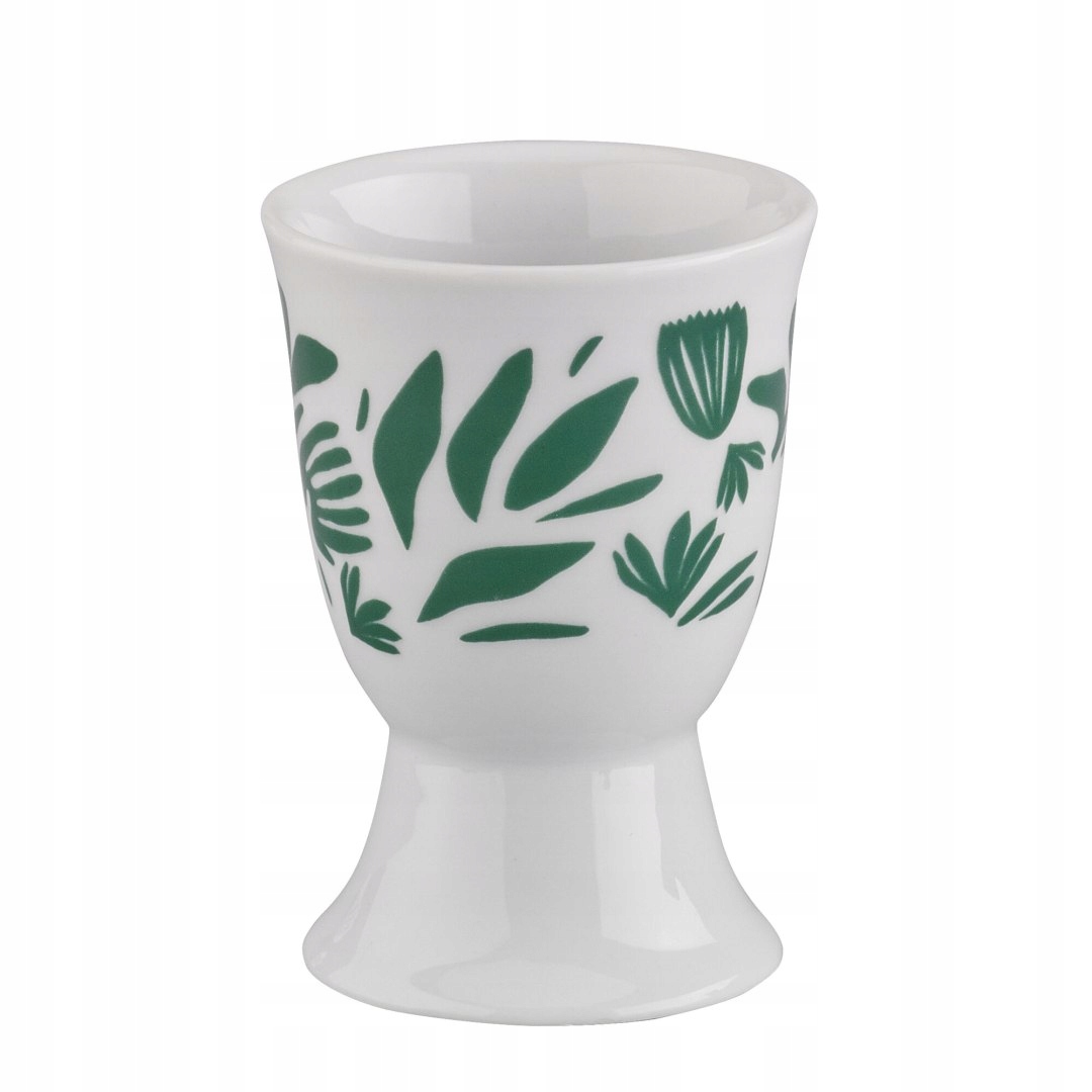 Porcelanowy kieliszek z zielonymi liśćmi – Idealny na śniadanie