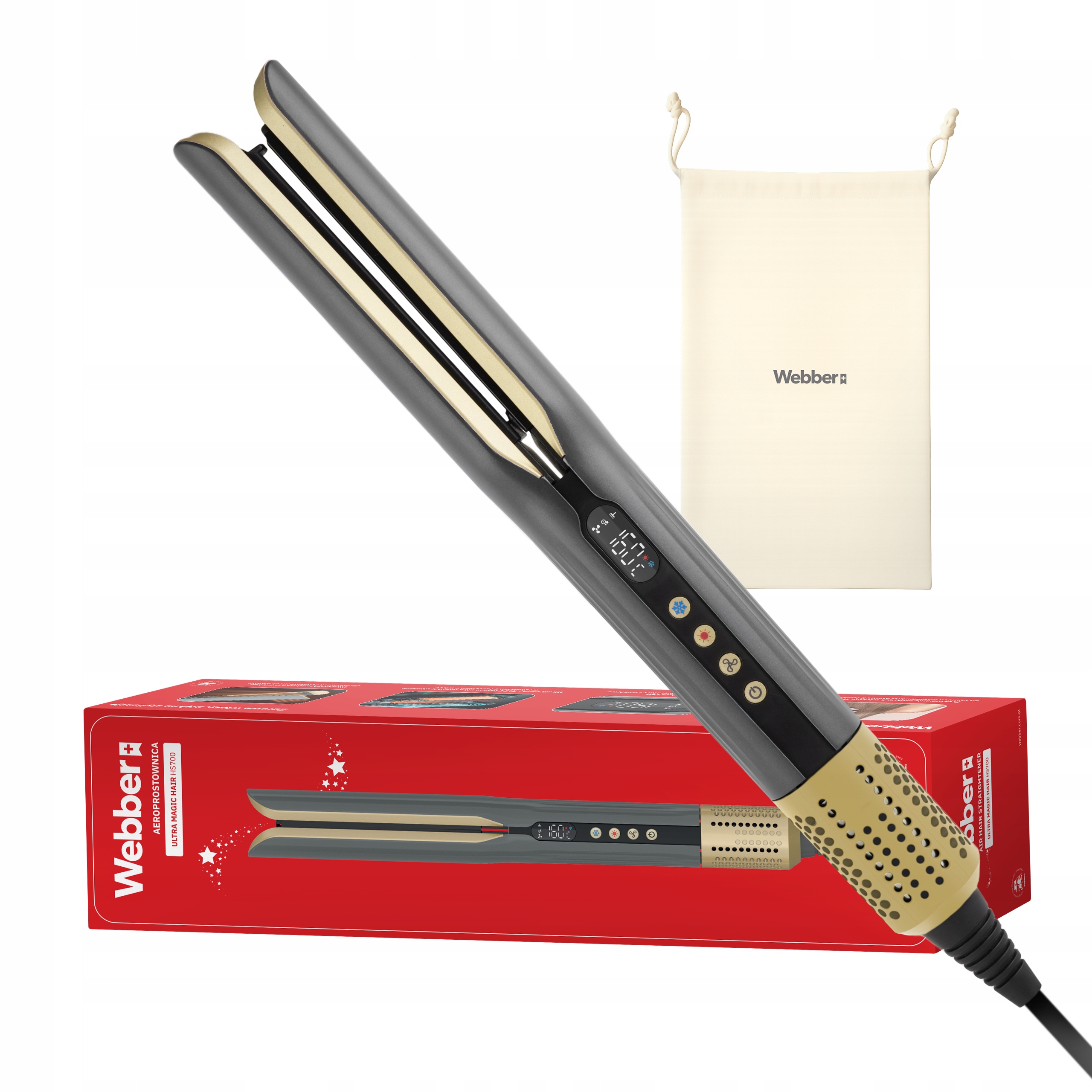 Prostownica do włosów Webber Ceramiczna Jonizacja + LCD + Aeroprostownica – Innowacyjna stylizacja w Twoim zasięgu