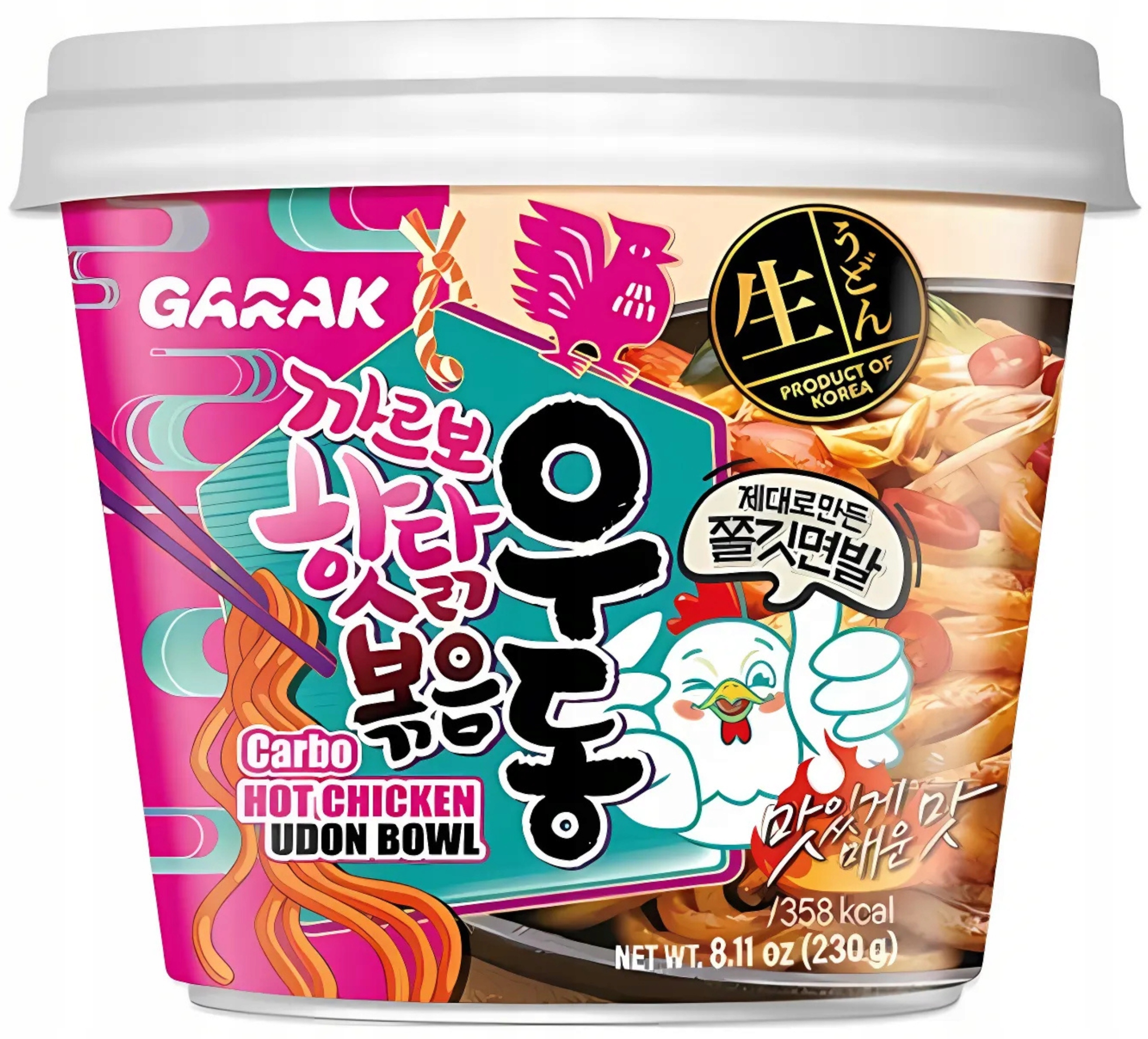 Danie instant makaron świeży udon Carbonara Hot Chicken 230g - Garak – Szybka uczta w koreańskim stylu