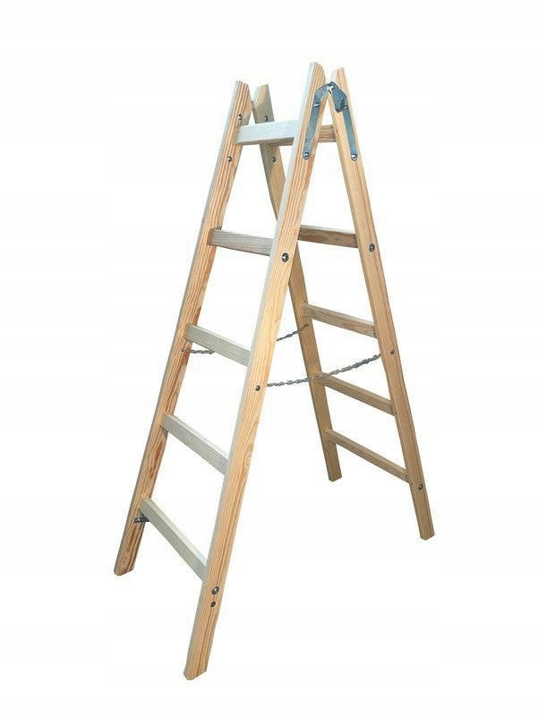 AWTOOLS Drabina drewniana 2x 6 stopni 150 kg AW23037 – Idealne rozwiązanie do prac w domu i ogrodzie