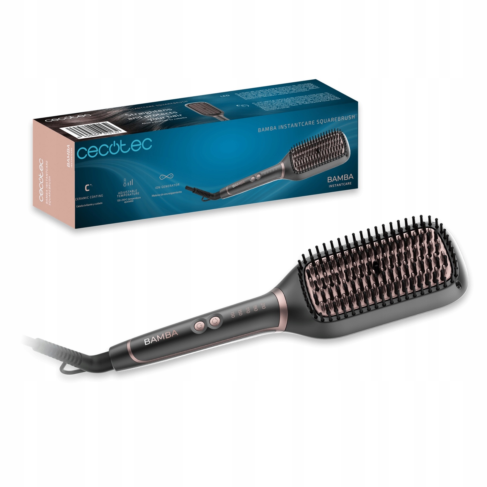 Elektryczna szczotka do włosów Cecotec InstantCare Square Brush – Twoje codzienne wsparcie w stylizacji
