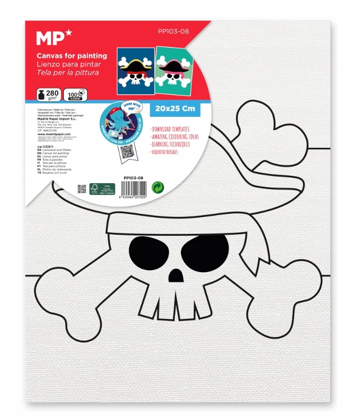 Teka Płótno do malowania czaszka 20x25 – Kreatywna zabawa dla dzieci