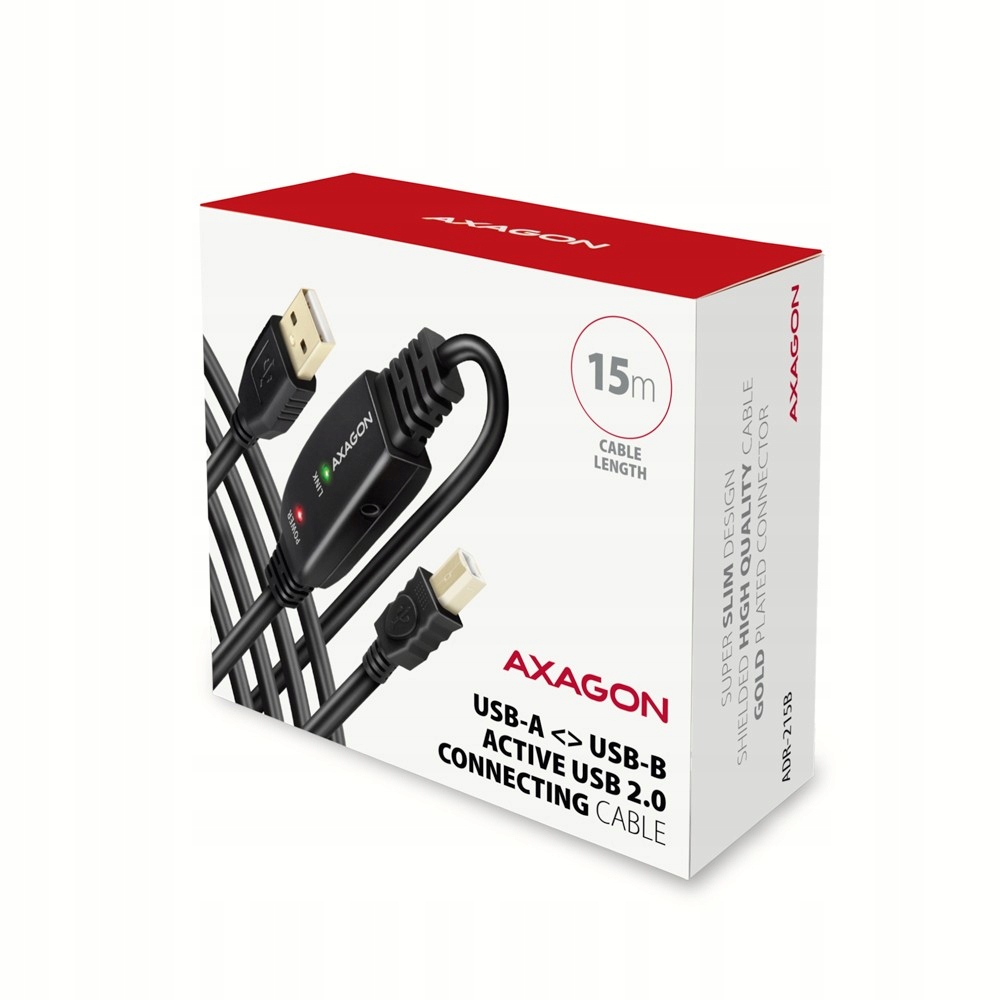Axagon ADR-215B – Aktywny kabel USB 2.0 o długości 15 m